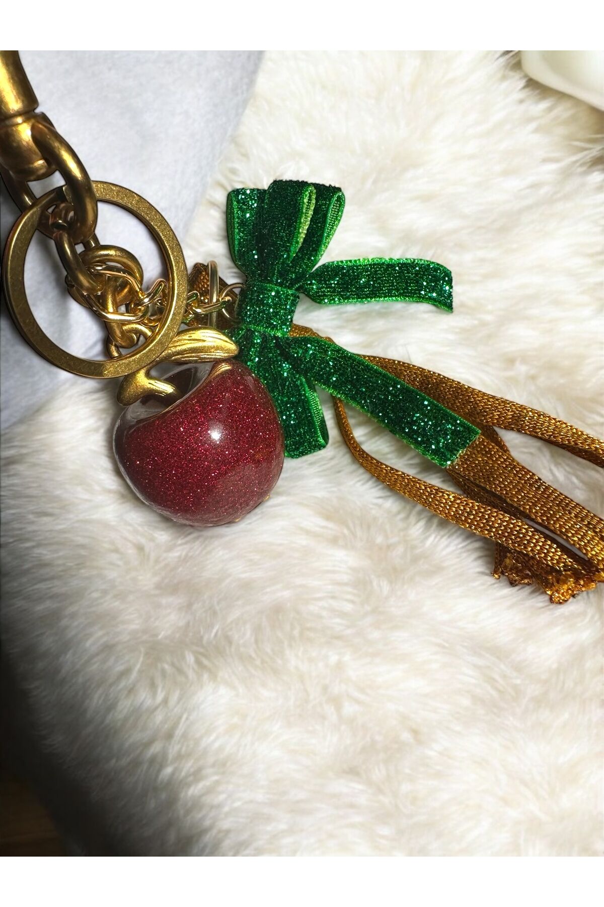 Çanta aksesuarı Çanta charm akrilik çilek charm armut çanta charm elma çantar charm Kırmızı elma