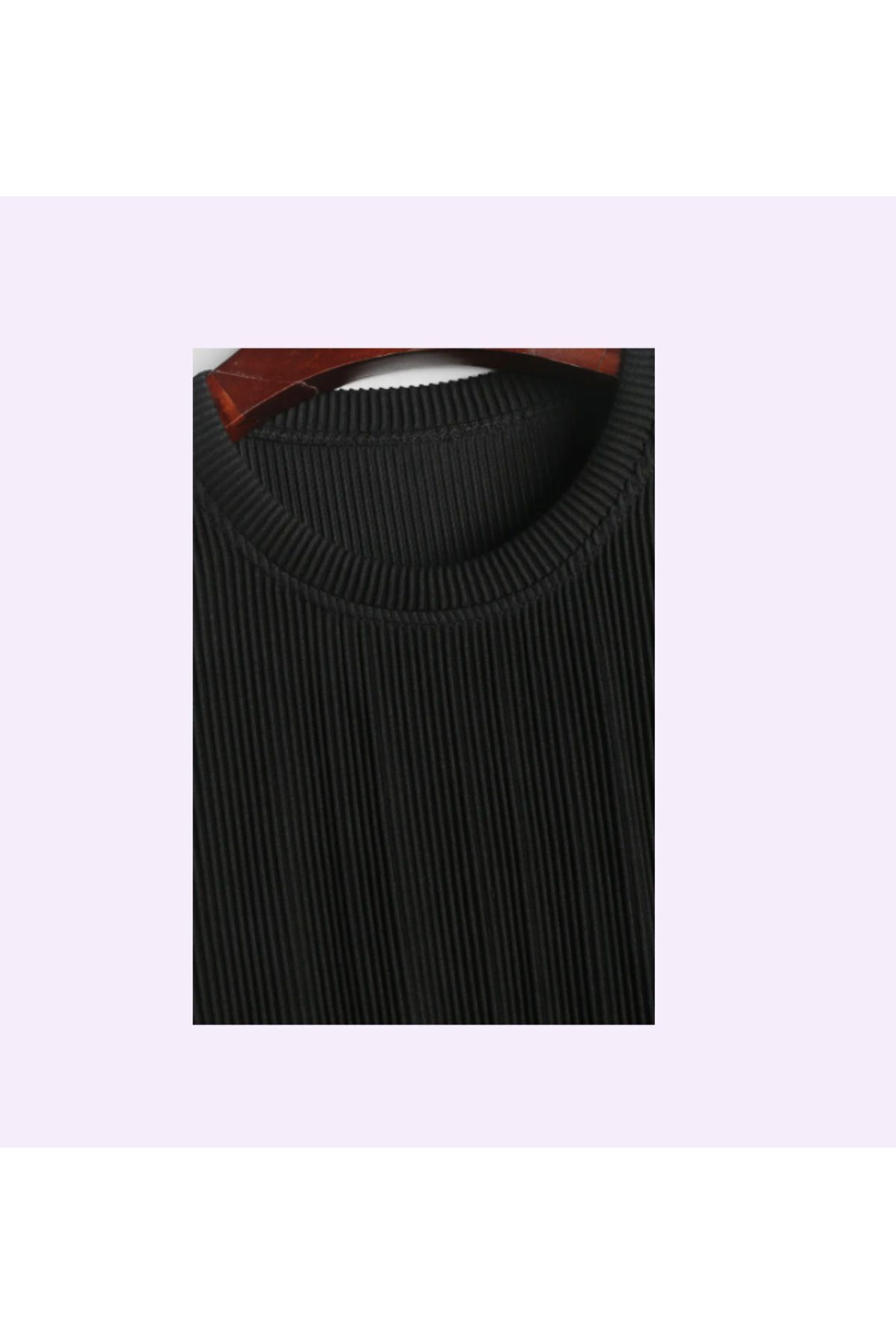 Fitilli Bluz Pamuklu Yumusak Kumas Siyah Kaşkorse Uzun Kollu Fitted/vücuda Oturan Bluz