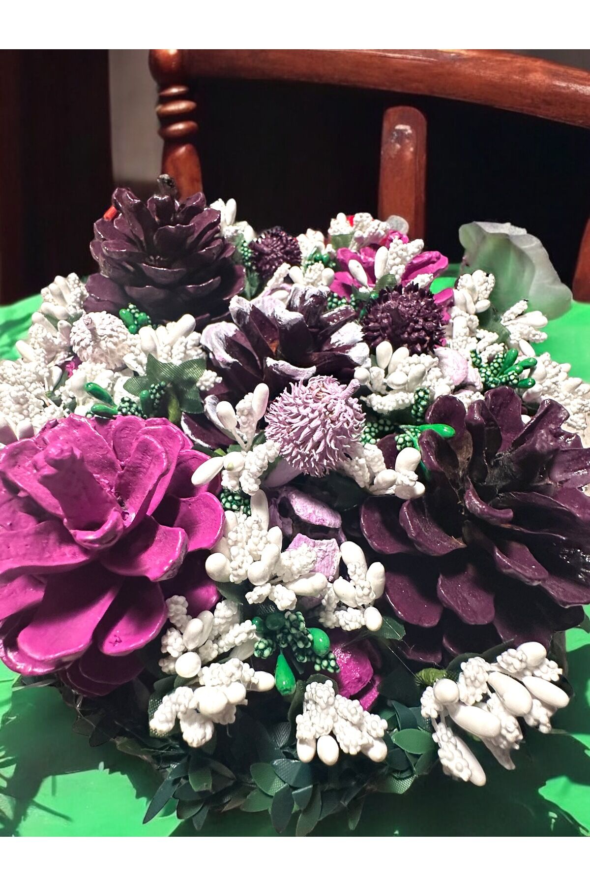 Masa dekorasyon süsü Lila ve Mor tonlarında masa süsü 23 cm ev hediyesi