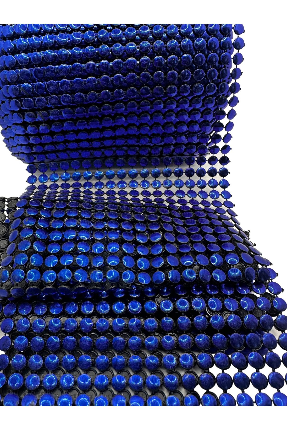 Dekoratif Şerit Taşlı Şerit Saks Mavi 2 metre 10 cm parlak enli şerit