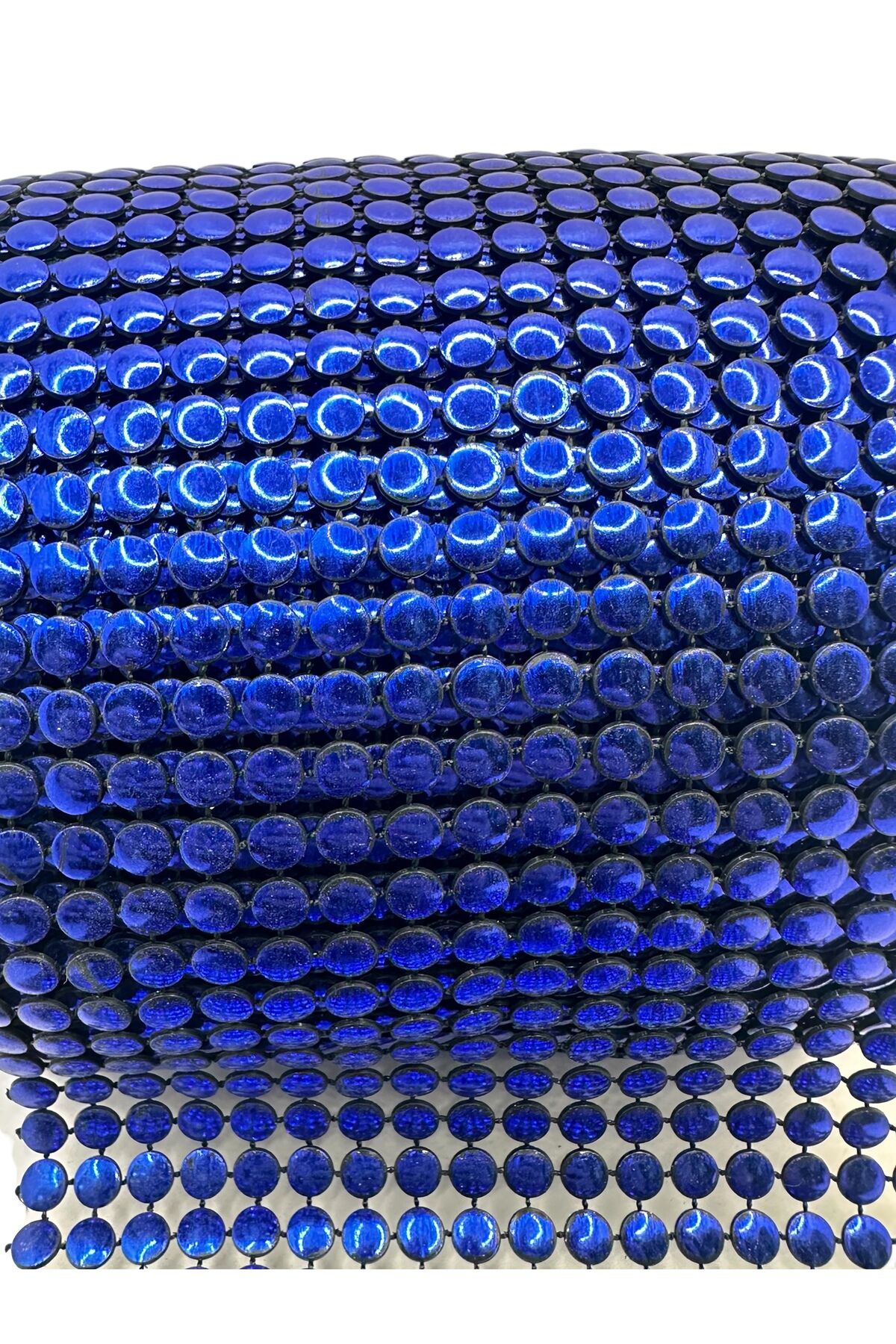 Dekoratif Şerit Taşlı Şerit Saks Mavi 2 metre 10 cm parlak enli şerit