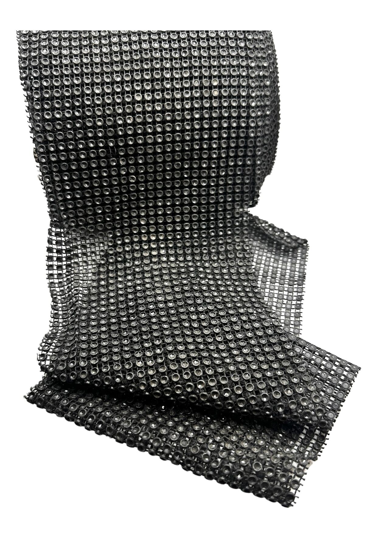 Dekoratif Şerit Taşlı Şerit Siyah 2 metre 11 cm parlak enli şerit