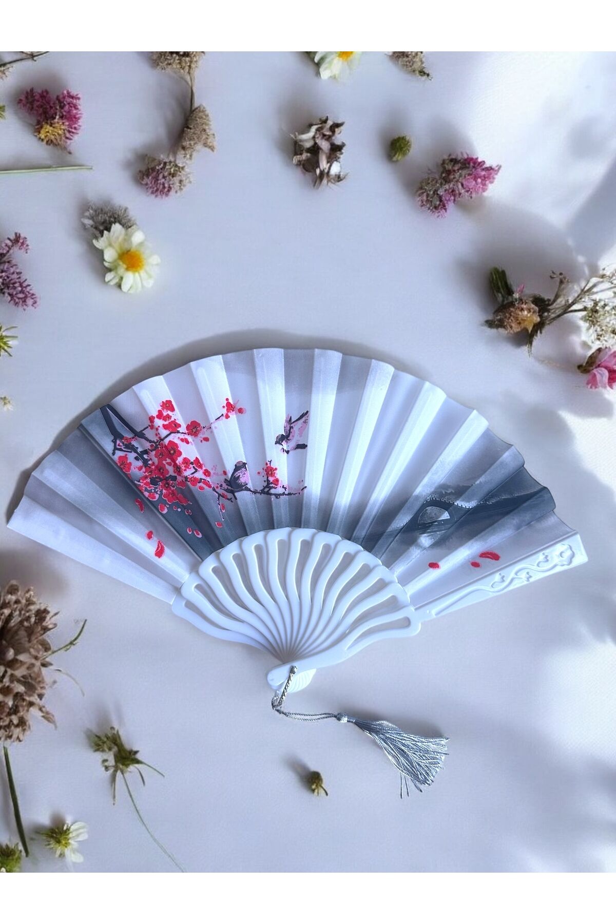 Kuş desenli yelpaze japon yelpaze desenli tasarım yelpaze serinletici çık yelpaze