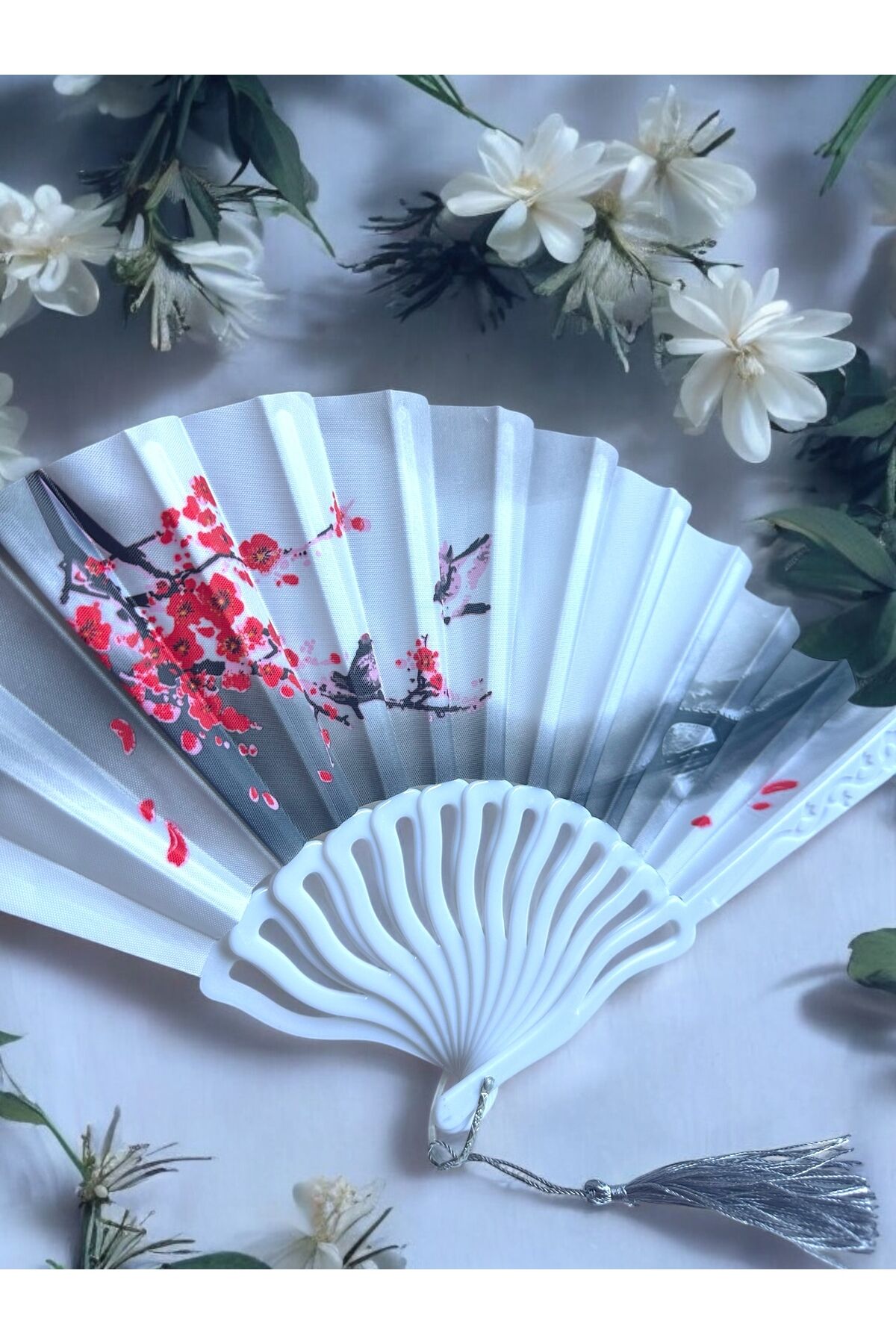 Kuş desenli yelpaze japon yelpaze desenli tasarım yelpaze serinletici çık yelpaze