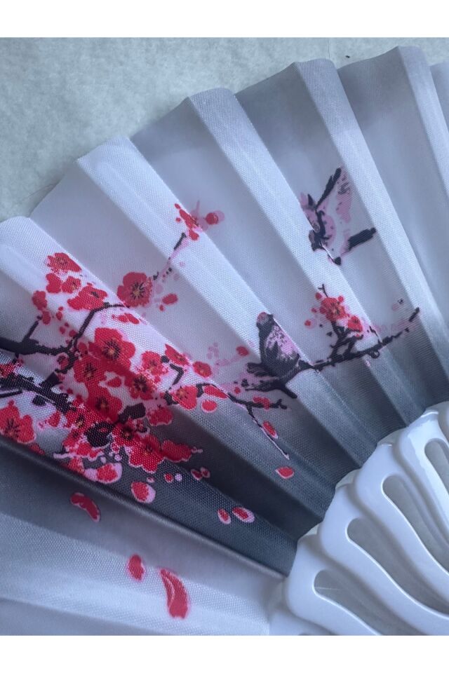 Kuş desenli yelpaze japon yelpaze desenli tasarım yelpaze serinletici çık yelpaze