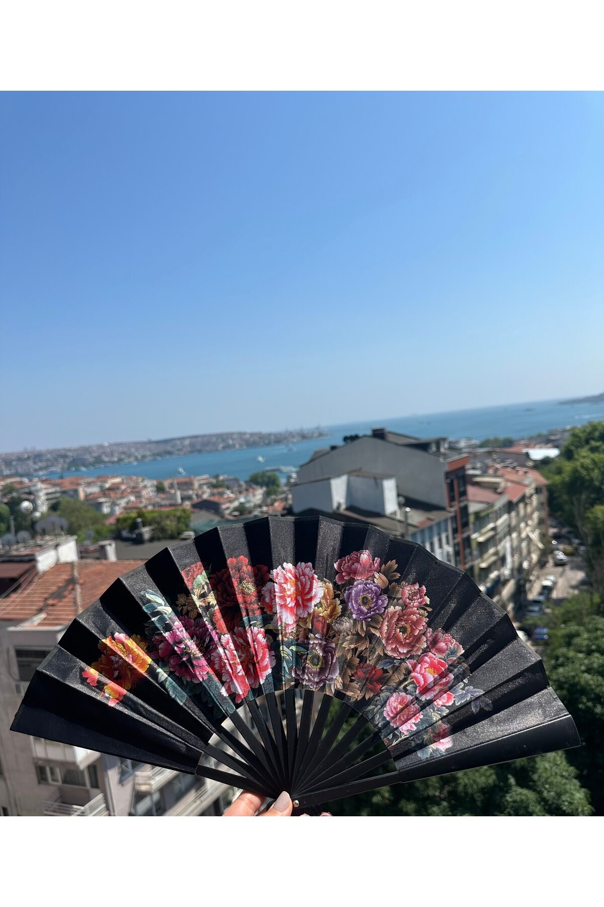 Yüksek Kalite Yelpaze Festival Yelpaze Plaj Desenli Yelpaze Dayanıklı Büyük Boy Yelpaze 17x 42 Cm