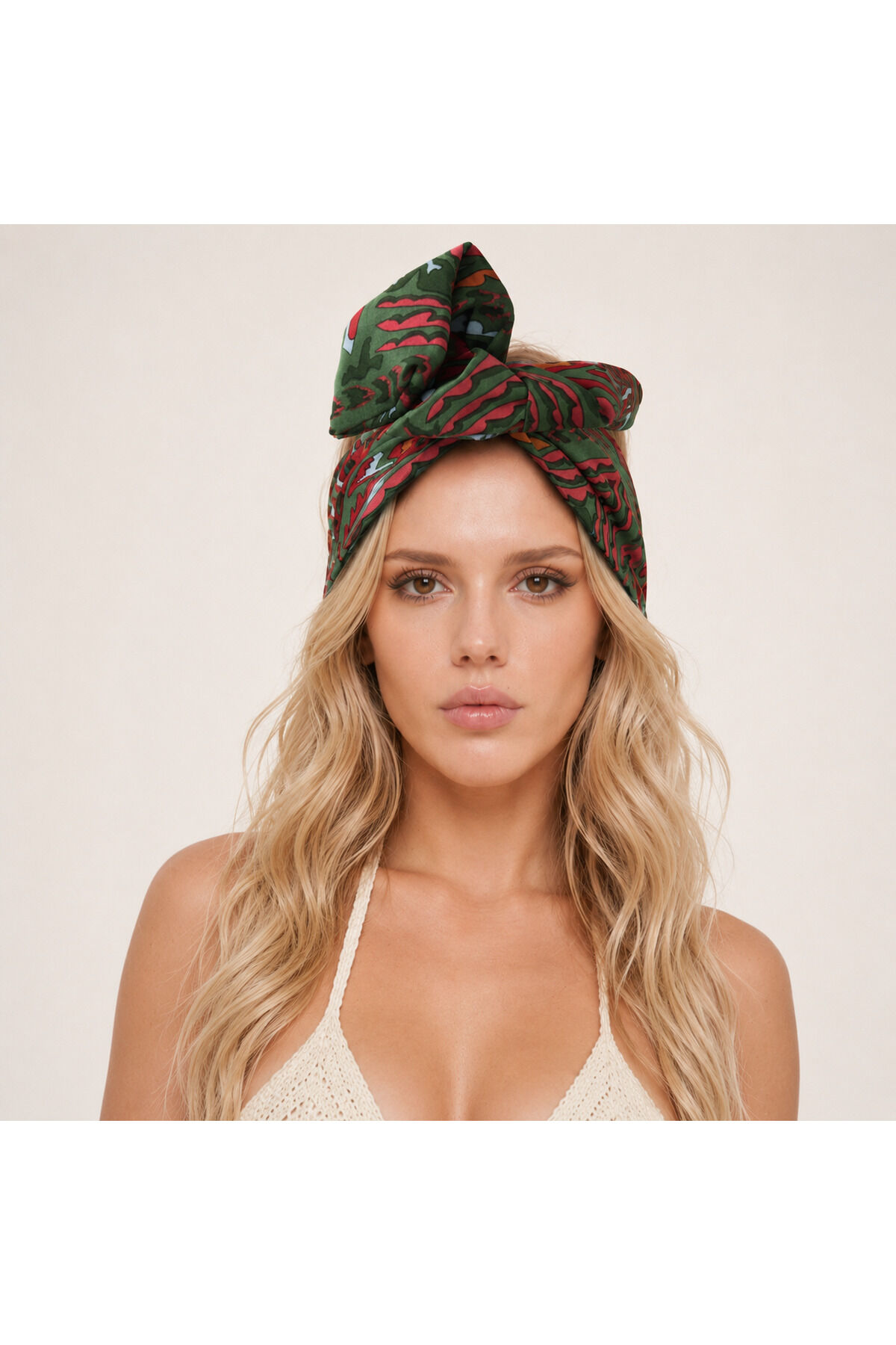 Siyah Çiçek Desenli Telli Bandana Ayarlanabilir Wire Headband Bohem Yazlık Kadın Saç Bandı Yeşil kırmızı