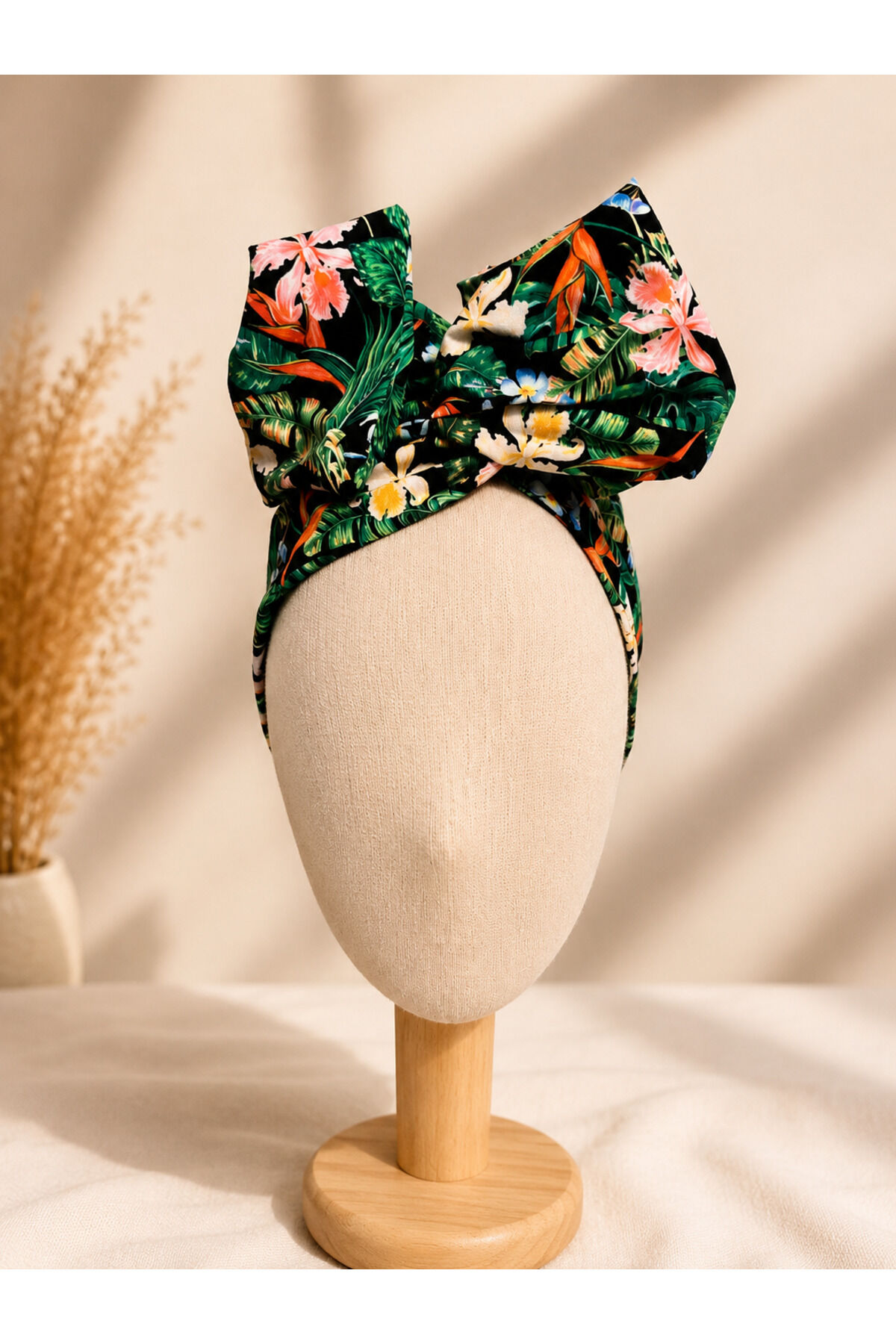 Siyah Çiçek Desenli Telli Bandana Ayarlanabilir Wire Headband Bohem Yazlık Kadın Saç Bandı Çok Renkli çiçekler
