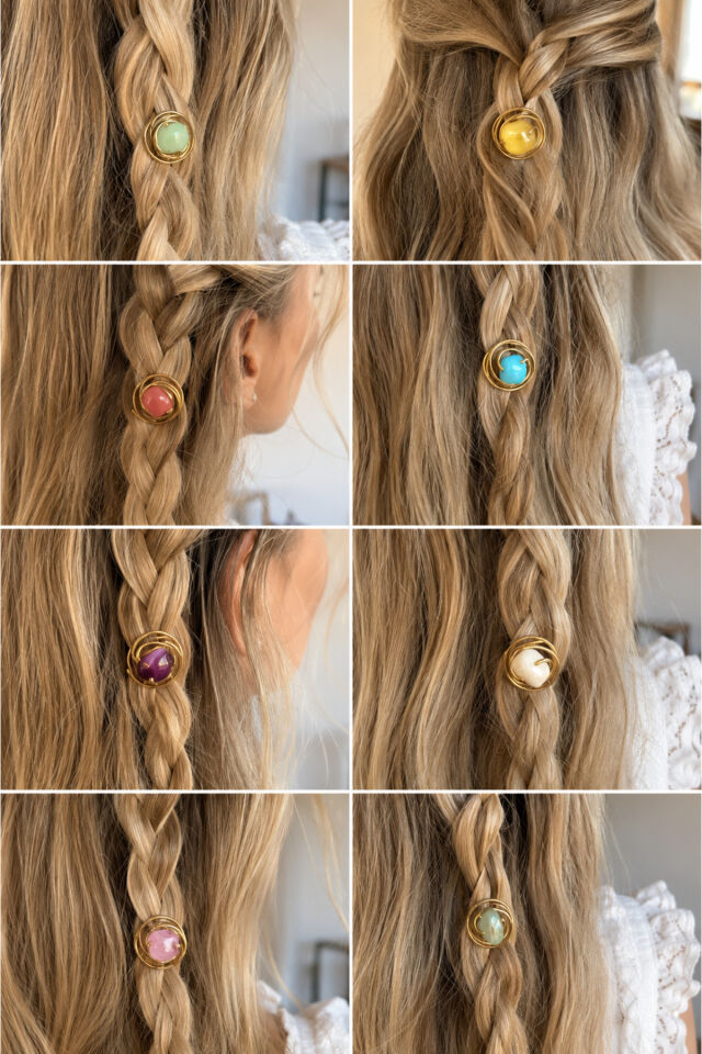 Telli Saç Küpesi Hair Cuff Renkli Taşlı Saç Küpesi Bohem Örgü Saç Aksesuarı El Yapımı Saç Takısı Hair Jewelry 8 adet
