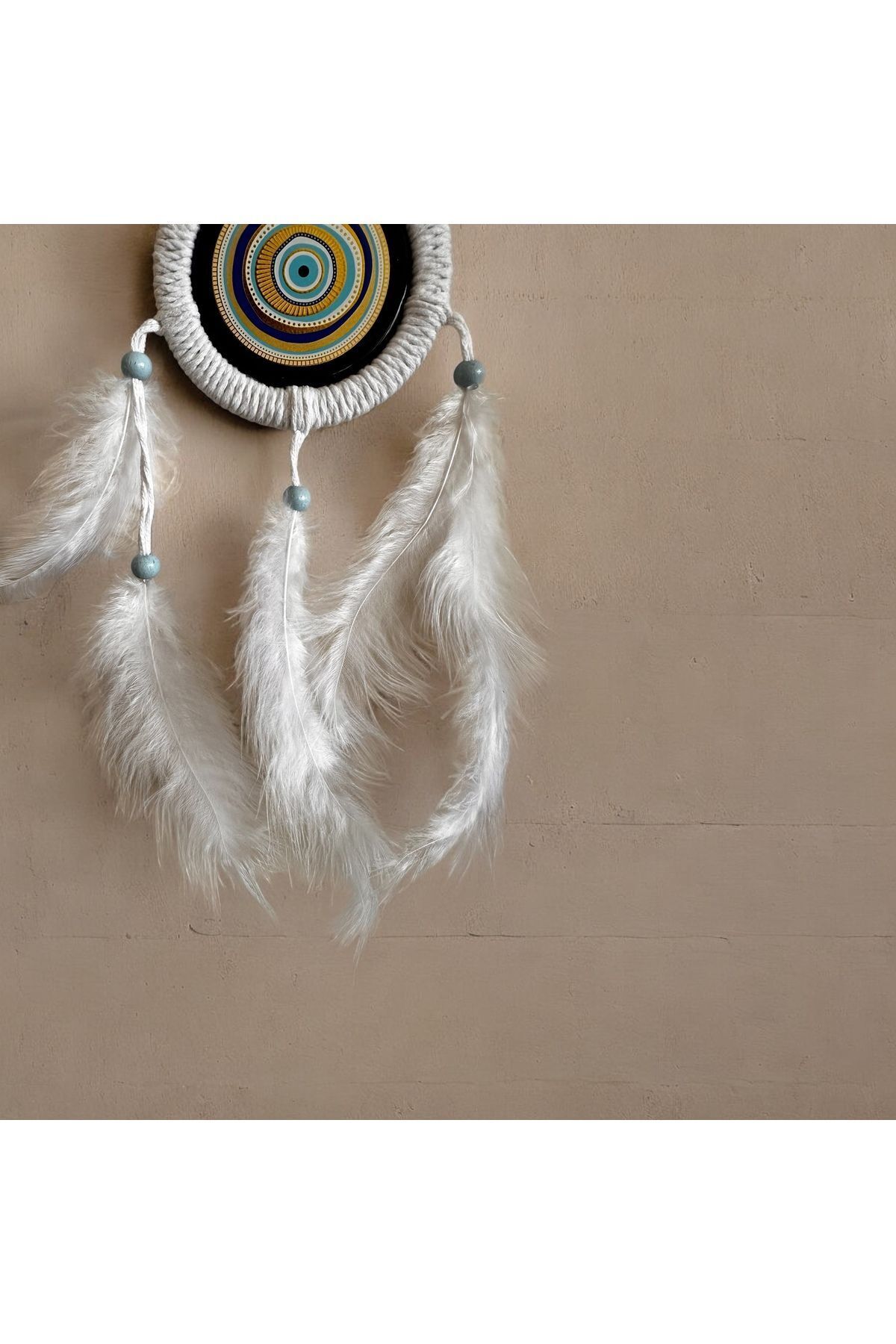 Düş Kapanı Porselen Nazar Boncuklu Hand Made Dreamcatcher Kötü Göz Kovucu Rüya Kapanı Duvar Süsü