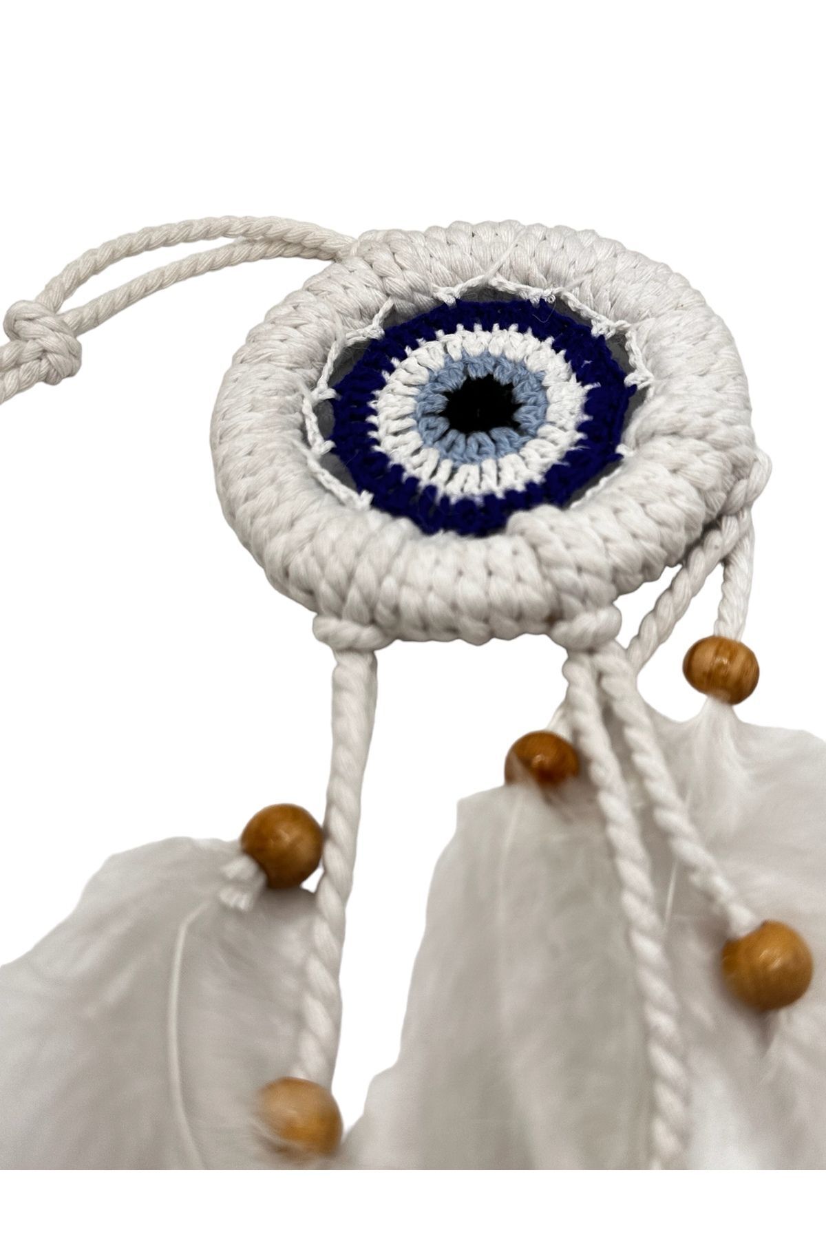 Nazar boncuklu Düş Kapanı, Rüya Kapanı, Dream Catcher 12cm Beyaz 35x10
