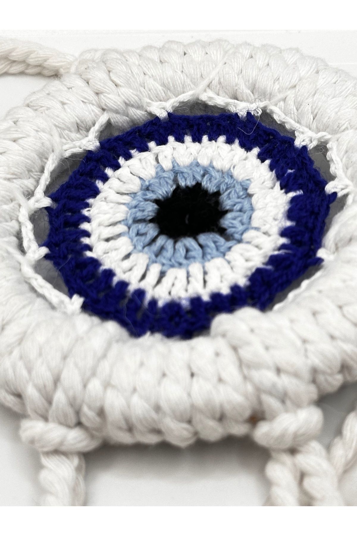 Nazar boncuklu Düş Kapanı, Rüya Kapanı, Dream Catcher 12cm Beyaz 35x10
