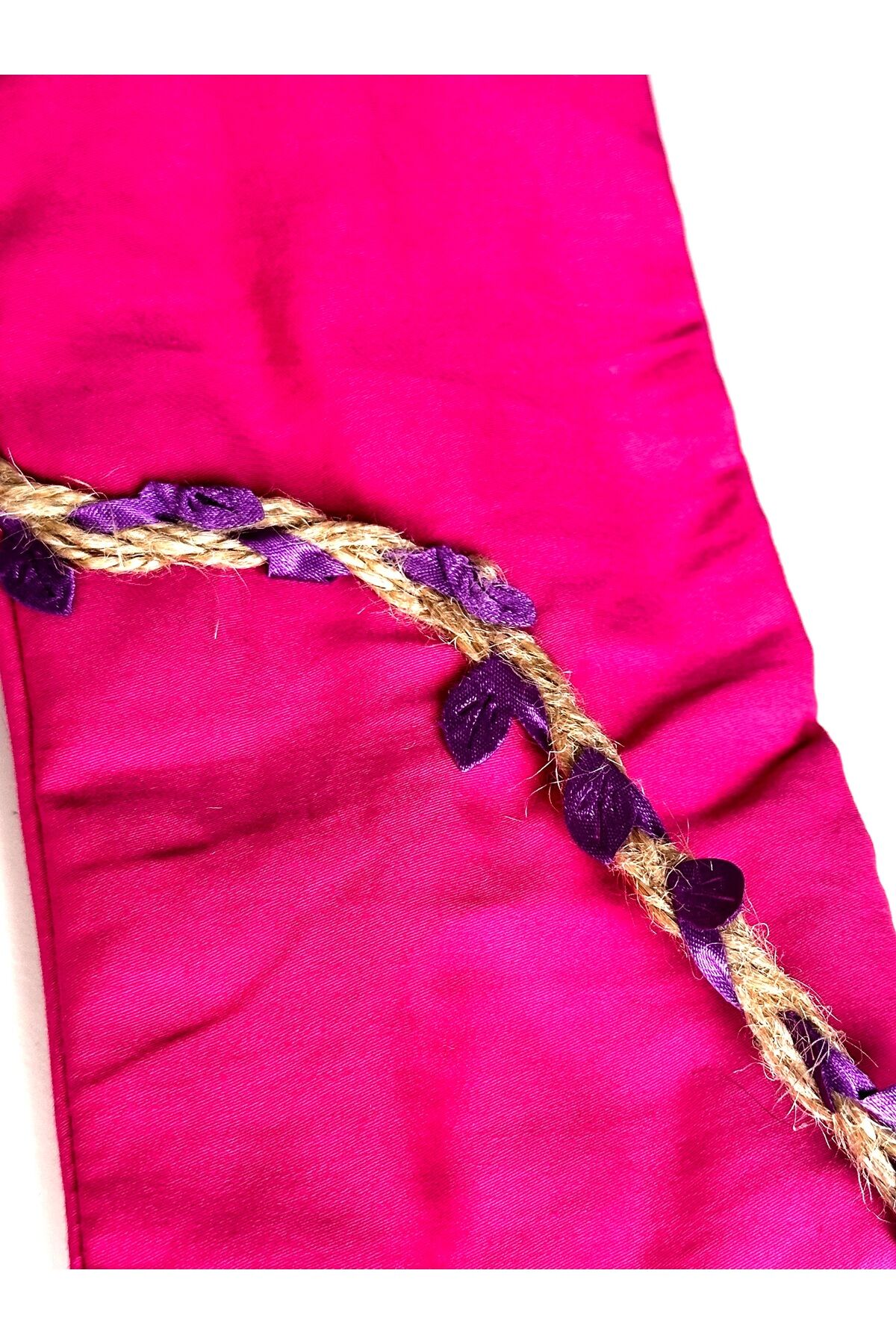 Telli Bandana Bahar serisi Telli Saç bandı yaprak detaylı pembe-mor - Tek Ebat