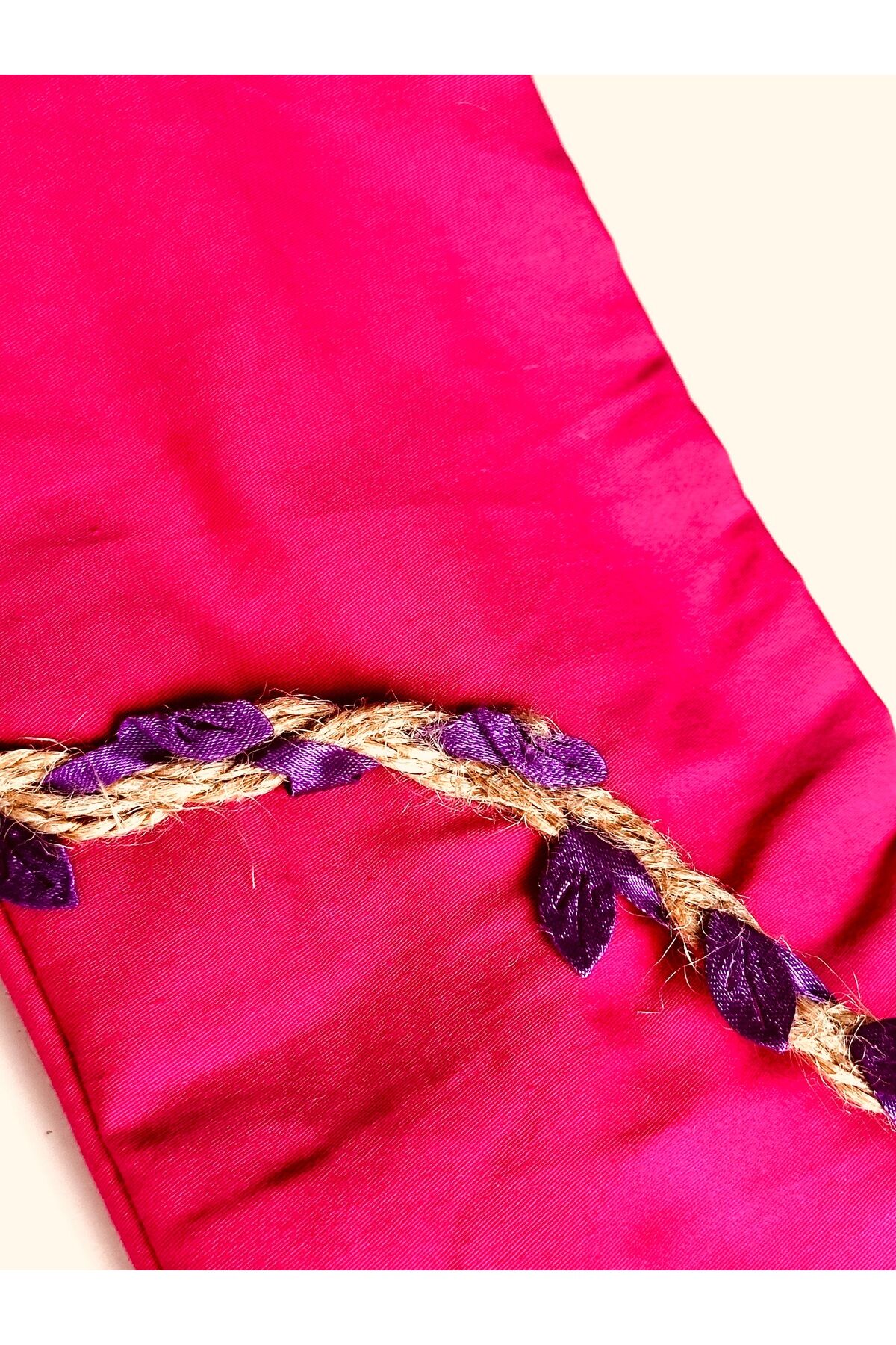 Telli Bandana Bahar serisi Telli Saç bandı yaprak detaylı pembe-mor - Tek Ebat