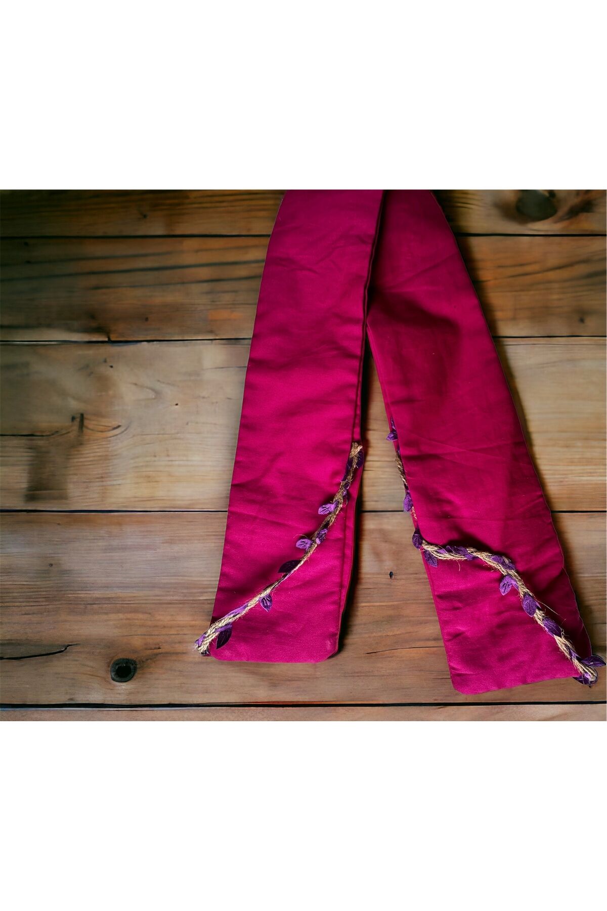 Telli Bandana Bahar serisi Telli Saç bandı yaprak detaylı pembe-mor - Tek Ebat