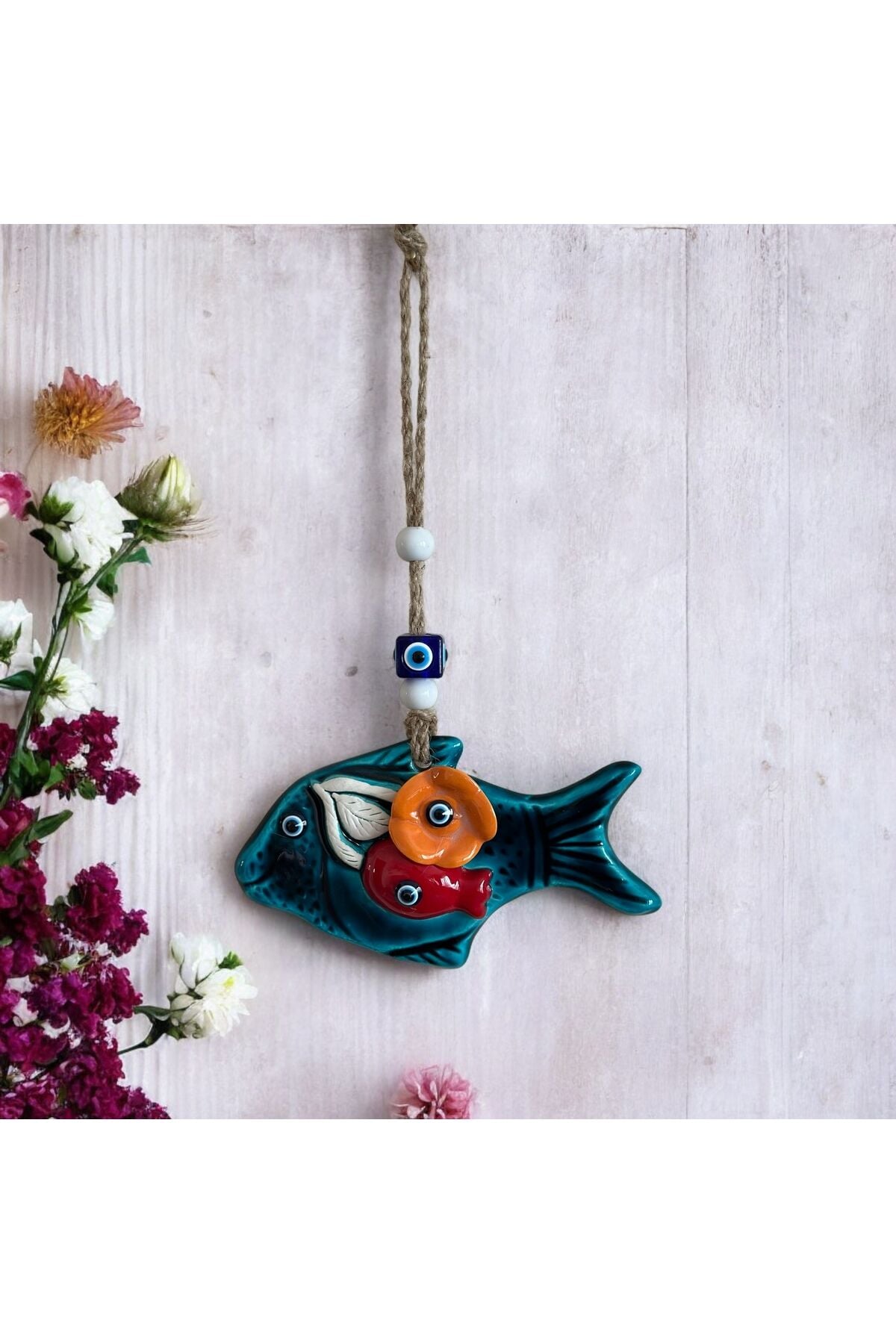 Nazarlık, Balkon,kapı,duvar, Bahçe Süsü, Nazar Boncuklu bereket balık nazarlık 29cm