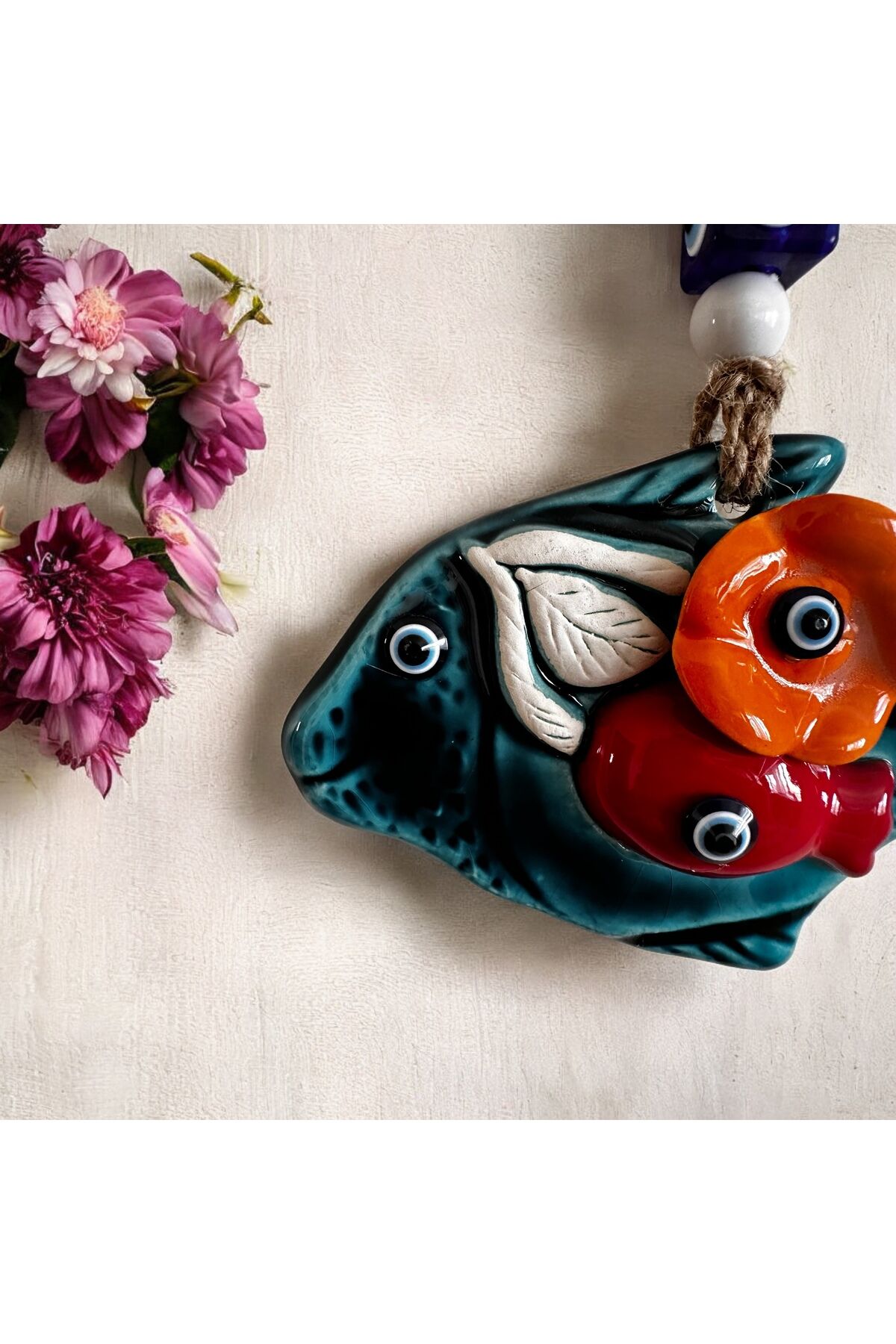 Nazarlık, Balkon,kapı,duvar, Bahçe Süsü, Nazar Boncuklu bereket balık nazarlık 29cm