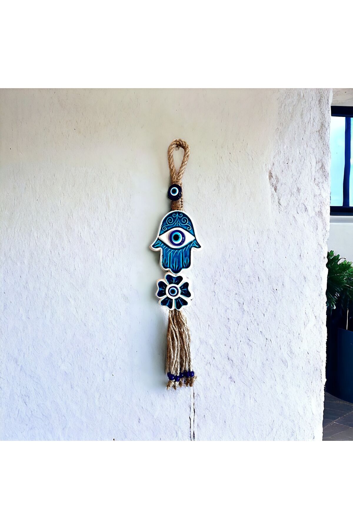 Porselen Nazarlık, Balkon,kapı,duvar, Bahçe Süsü,  Nazar Boncuğu Ve Fatma Ananın Bereket Eli 40 cm