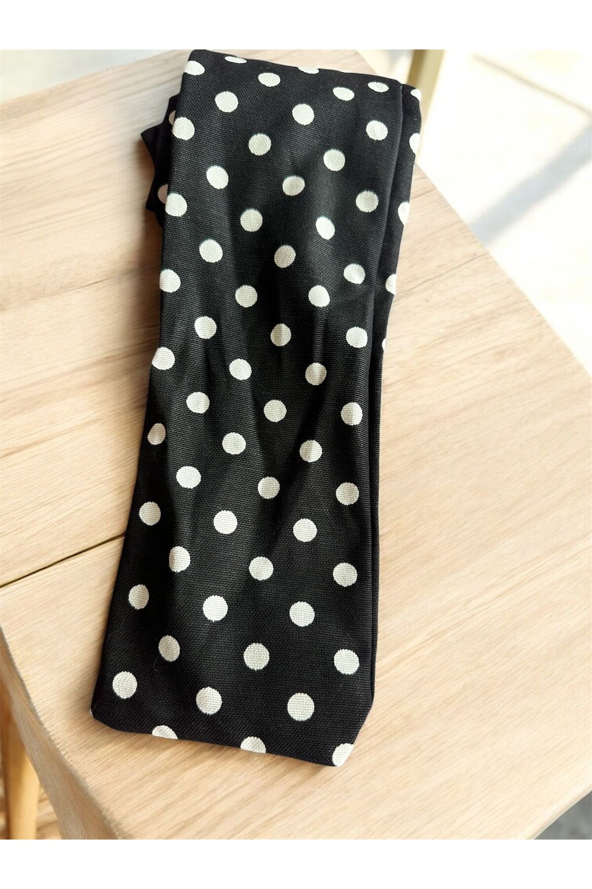 Telli Bandana özel seri kaliteli kumaş telli saç bandı fransız dantel saç bandı Siyah puantiyeli