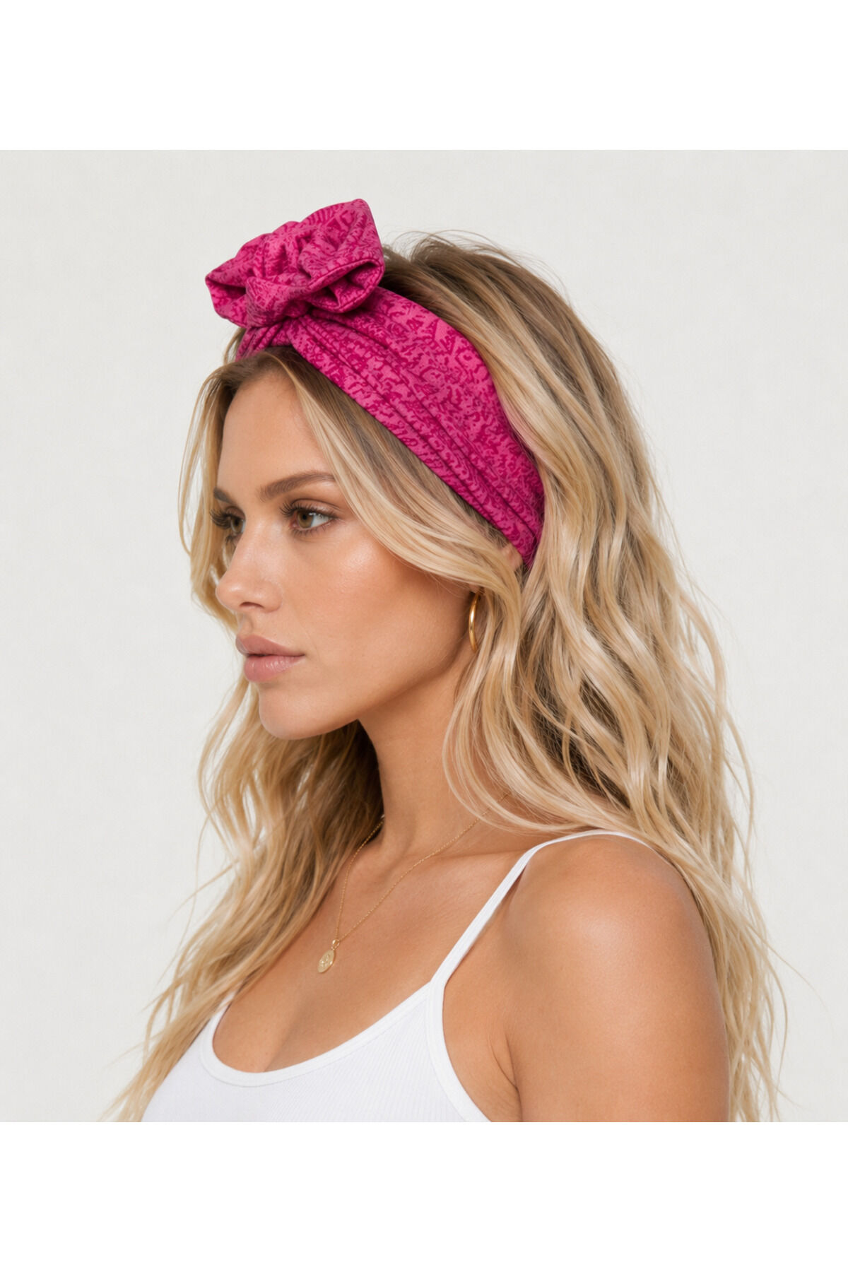 Telli Bandana özel seri kaliteli kumaş telli saç bandı fransız dantel saç bandı Pembe etnik desenli
