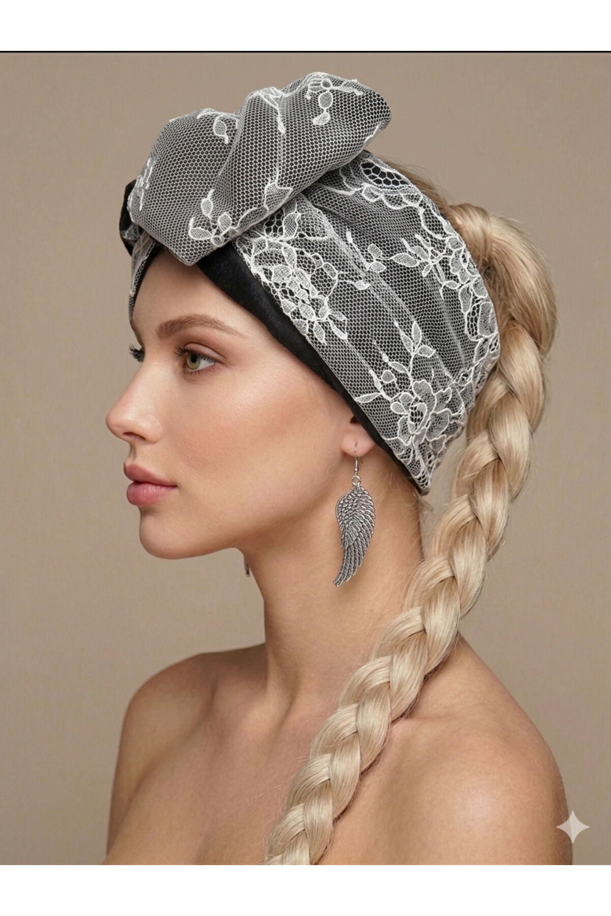 Telli Bandana özel seri kaliteli kumaş telli saç bandı fransız dantel saç bandı Beyaz siyah dantel