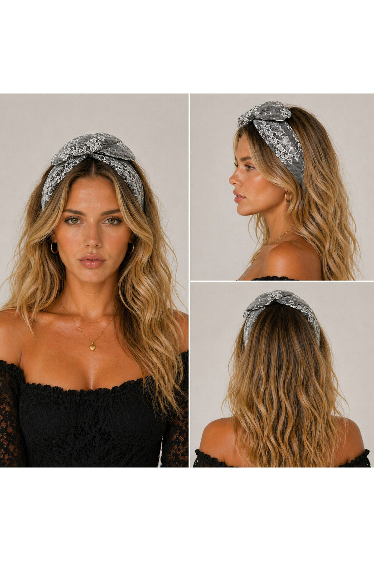 Telli Bandana özel seri kaliteli kumaş telli saç bandı fransız dantel saç bandı Beyaz siyah dantel