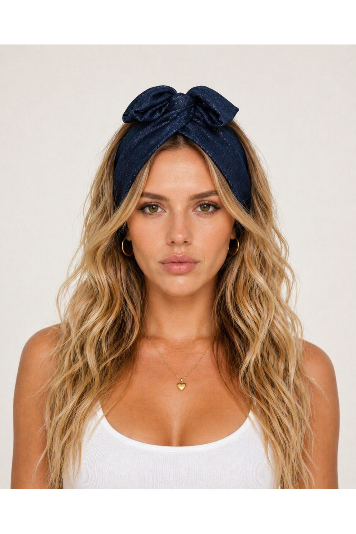 Telli Bandana özel seri kaliteli kumaş telli saç bandı fransız dantel saç bandı Lacivert parlak kot