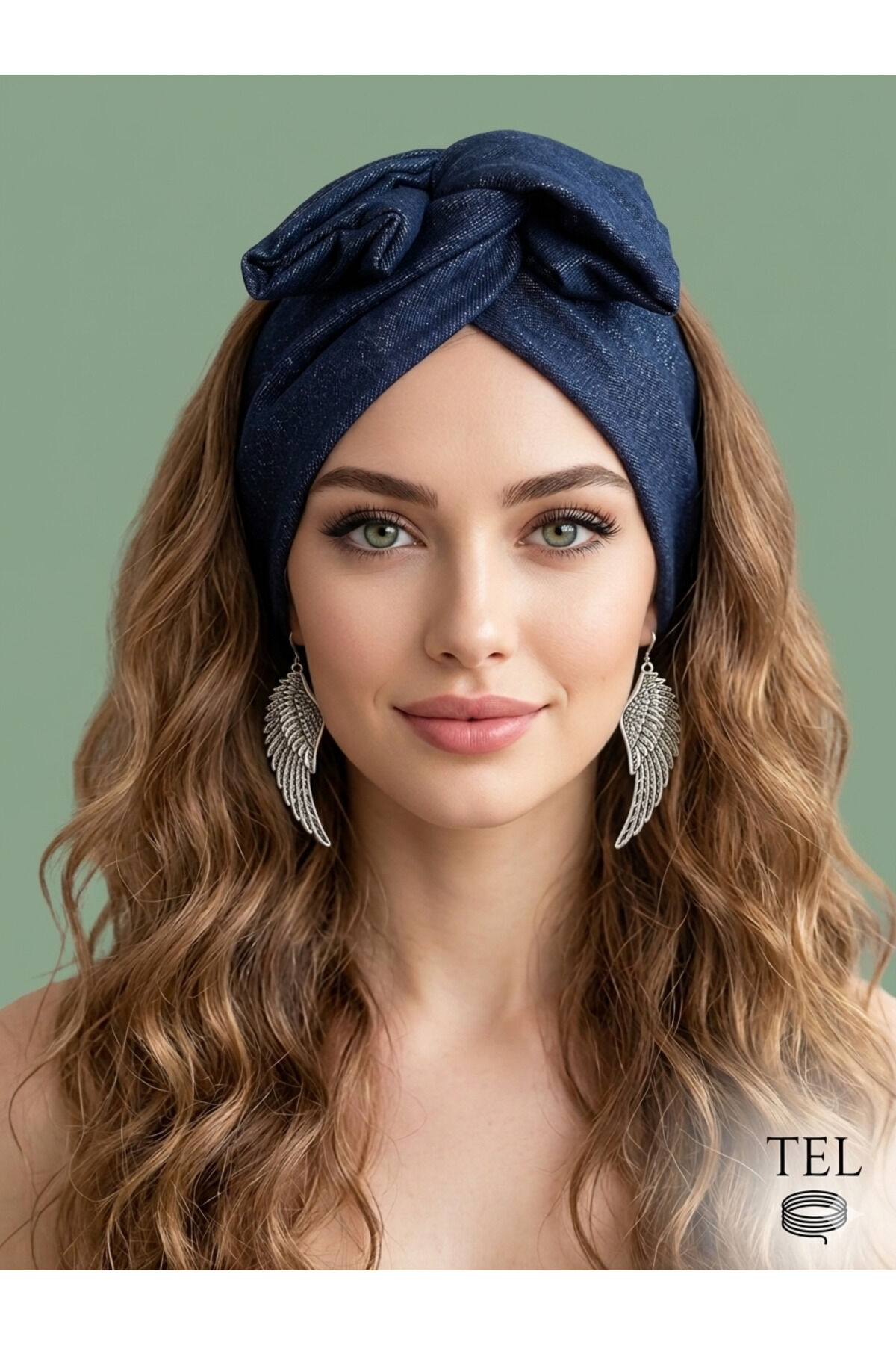 Telli Bandana özel seri kaliteli kumaş telli saç bandı fransız dantel saç bandı Lacivert parlak kot