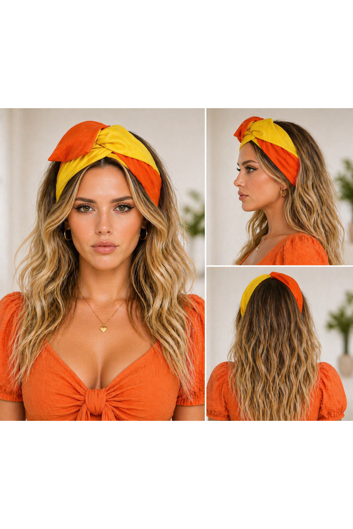 Telli Bandana özel seri kaliteli kumaş telli saç bandı fransız dantel saç bandı Turuncu sarı