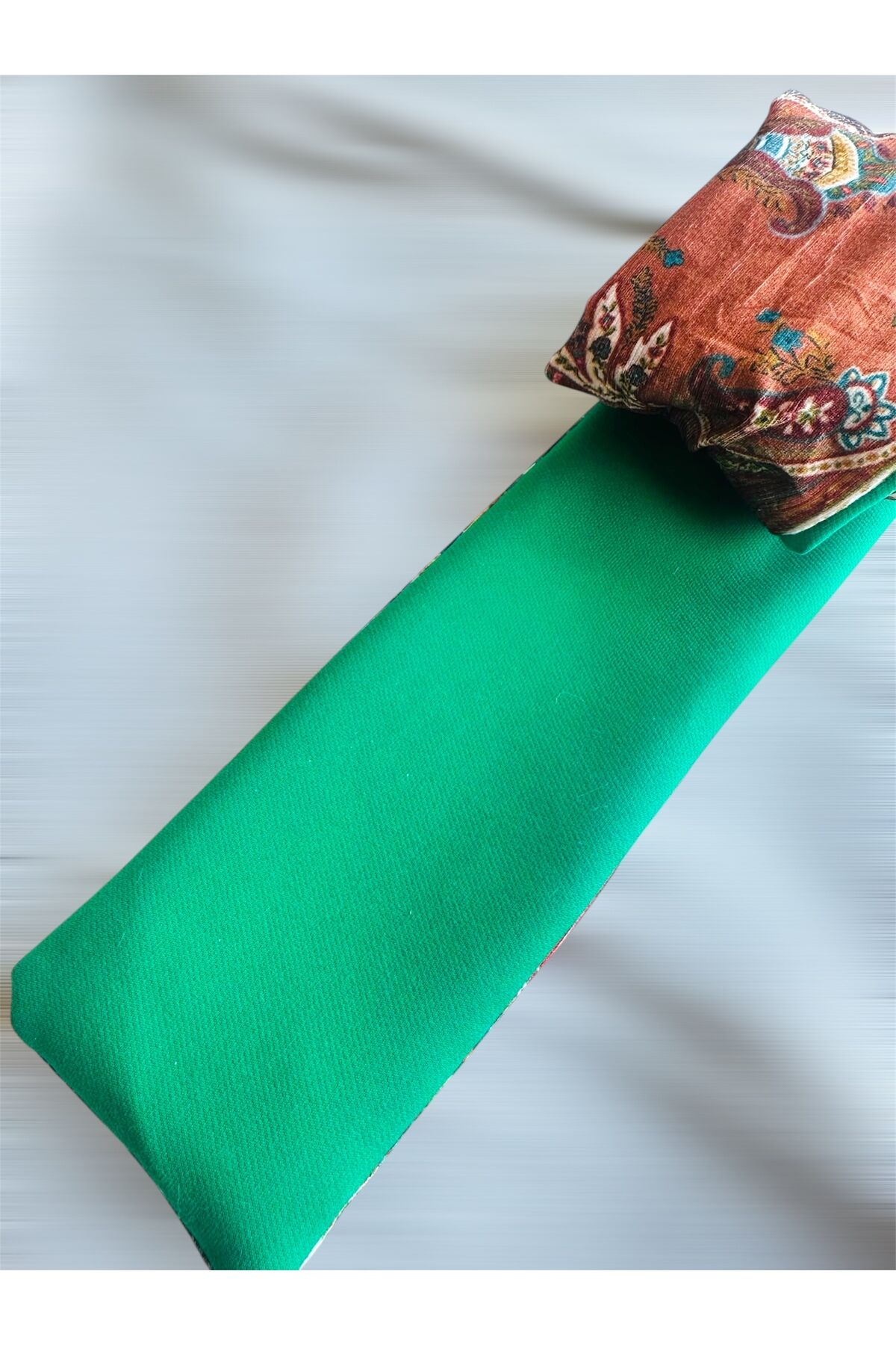 Çift Taraflı Telli Bandana 2 Renk telli saç bandı Çok Renkli-yeşil