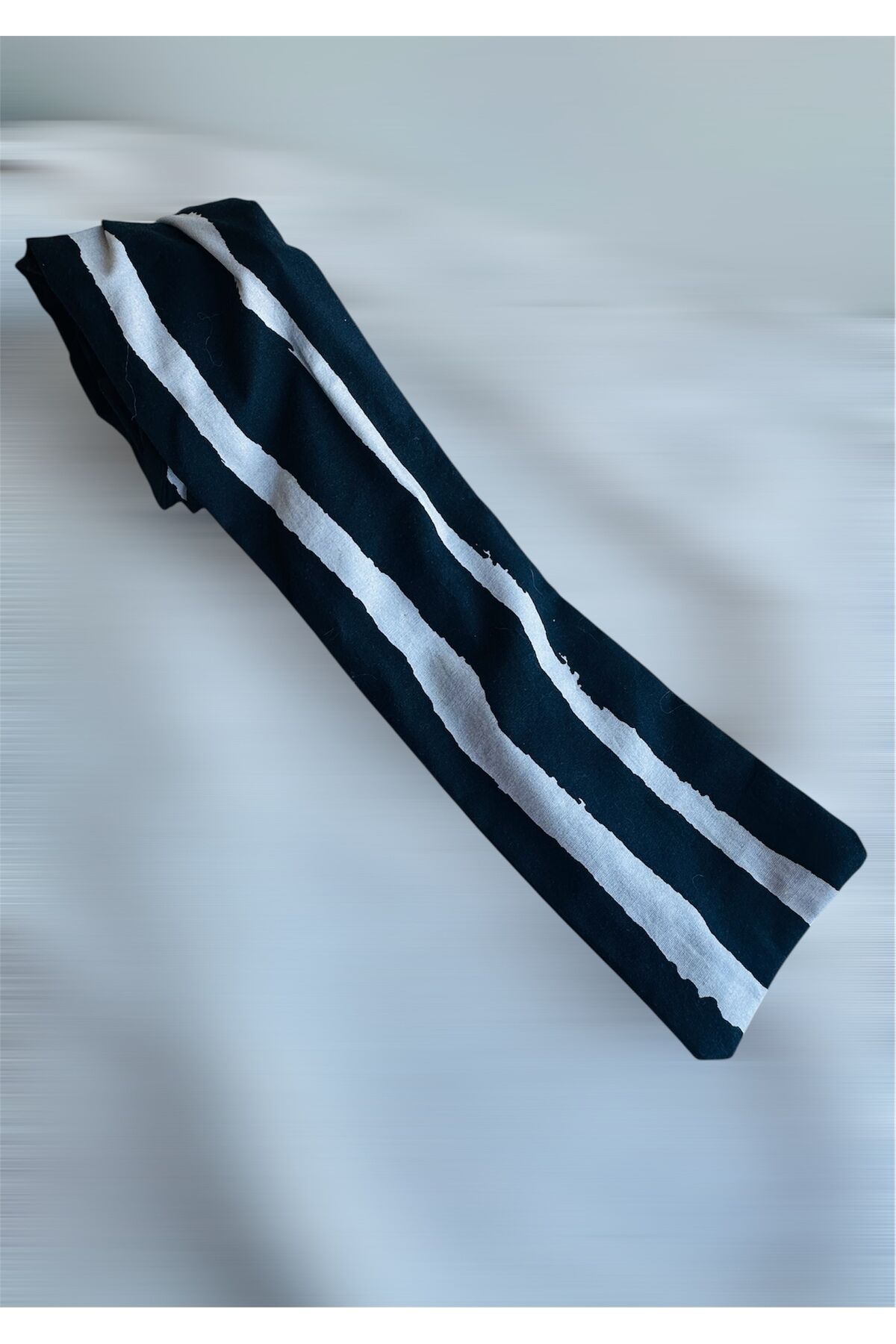Çift Taraflı Telli Bandana 2 Renk telli saç bandı Siyah-beyaz çizgili
