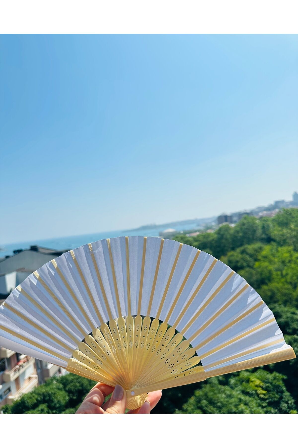 Bambu Kağıt Yelpaze serinletici dekoratif plaj festival yelpaze