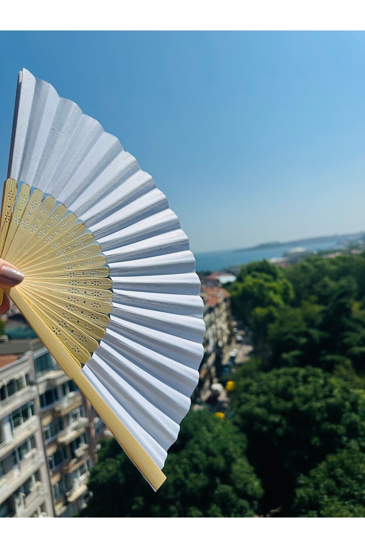 Bambu Kağıt Yelpaze serinletici dekoratif plaj festival yelpaze