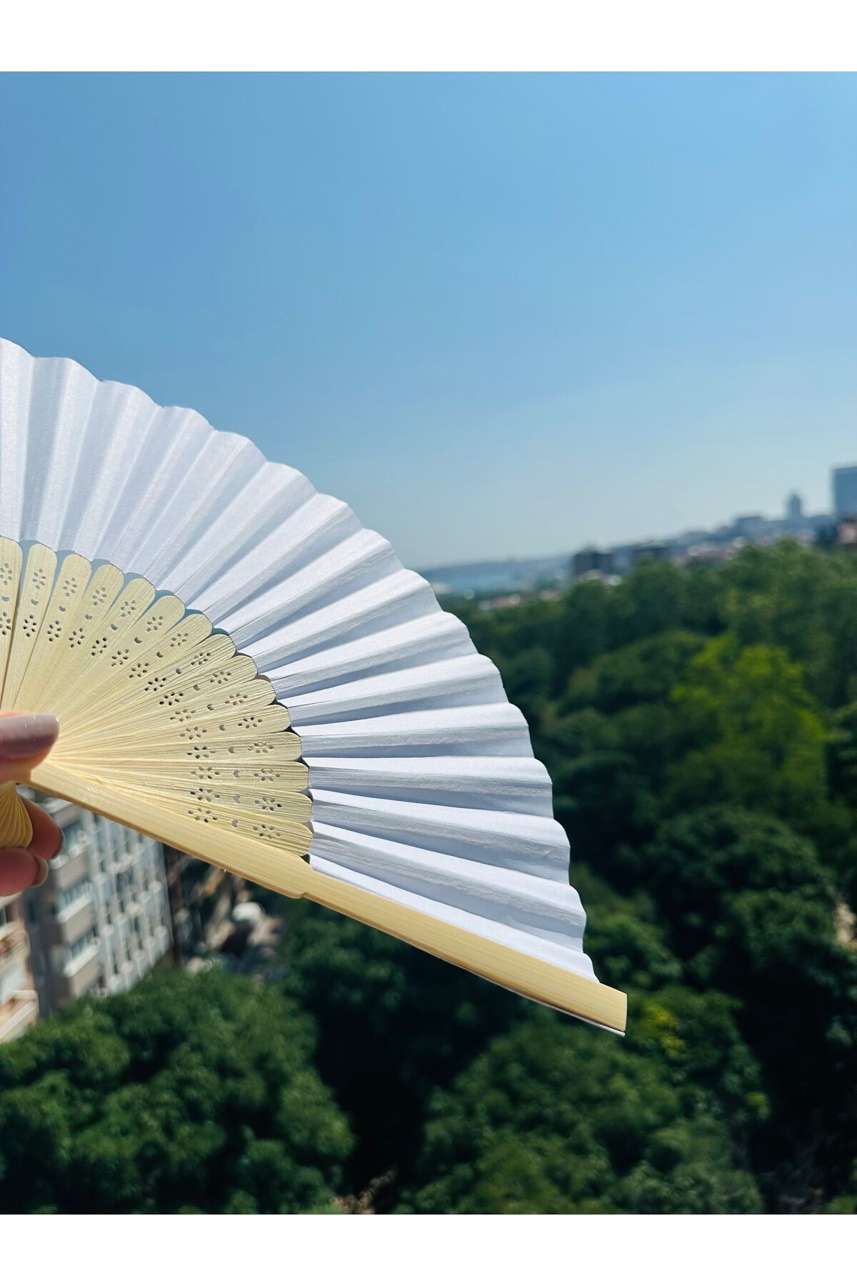 Bambu Kağıt Yelpaze serinletici dekoratif plaj festival yelpaze
