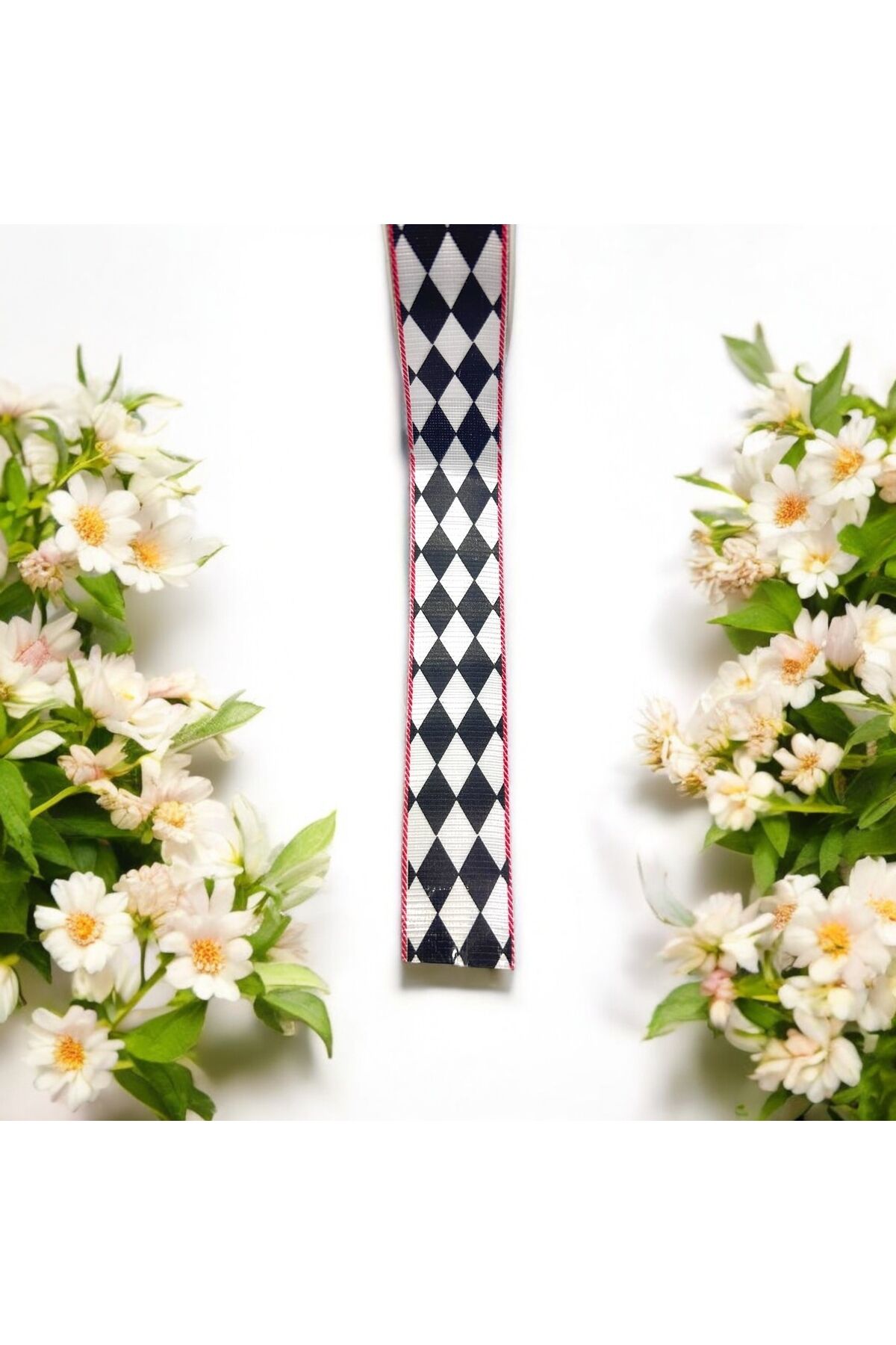 Dama Desenli Grogren Kurdele 3cm 2 Metre