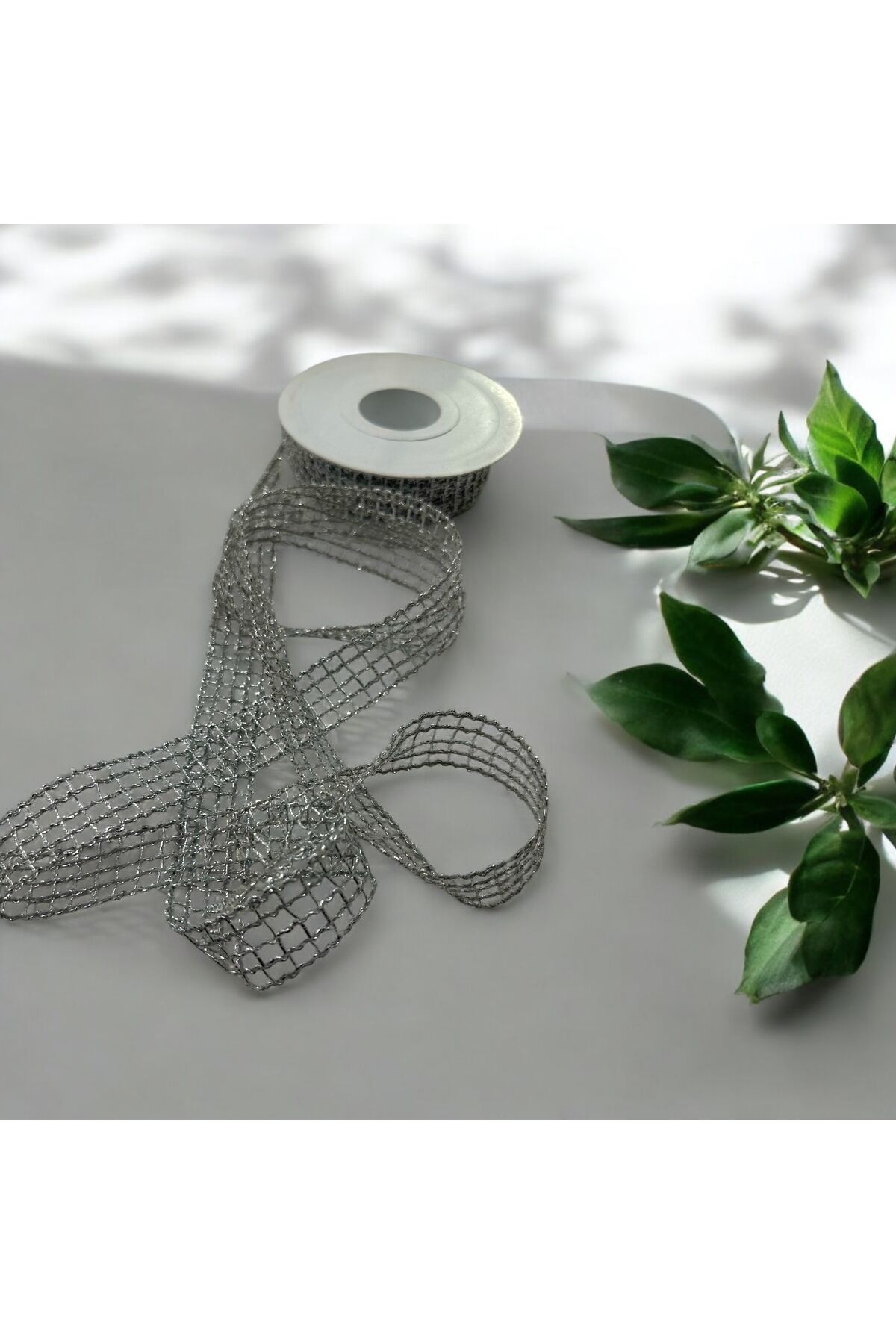 Gümüş Renk Simli File Kurdele 2 Metre 25mm 2 metre