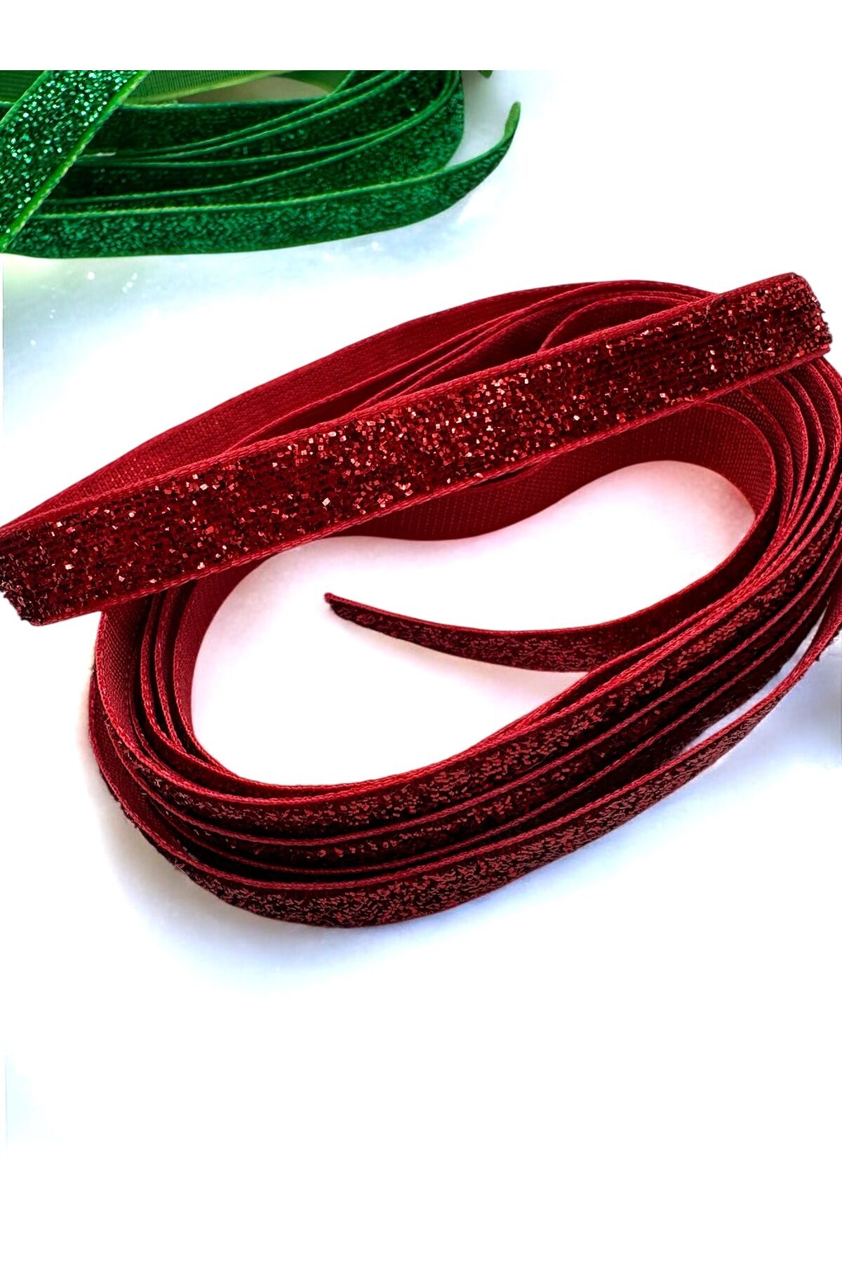 Simli Kadife Kurdele Parlak Kurdele Simli Kurdele 1 Cm 2 Metre 4 lü set paketleme kurdelesi yılbaşı