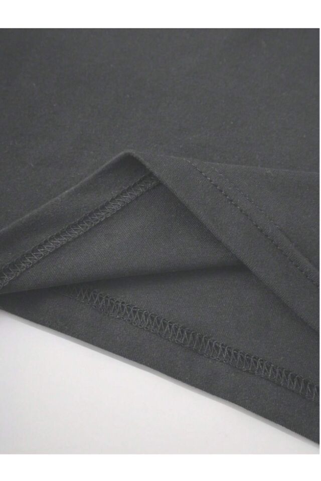 Bisiklet Yaka Basic Uzun Kollu vücudu saran fitted body yumuşak kumaş soft touch bluz koyu füme - XS