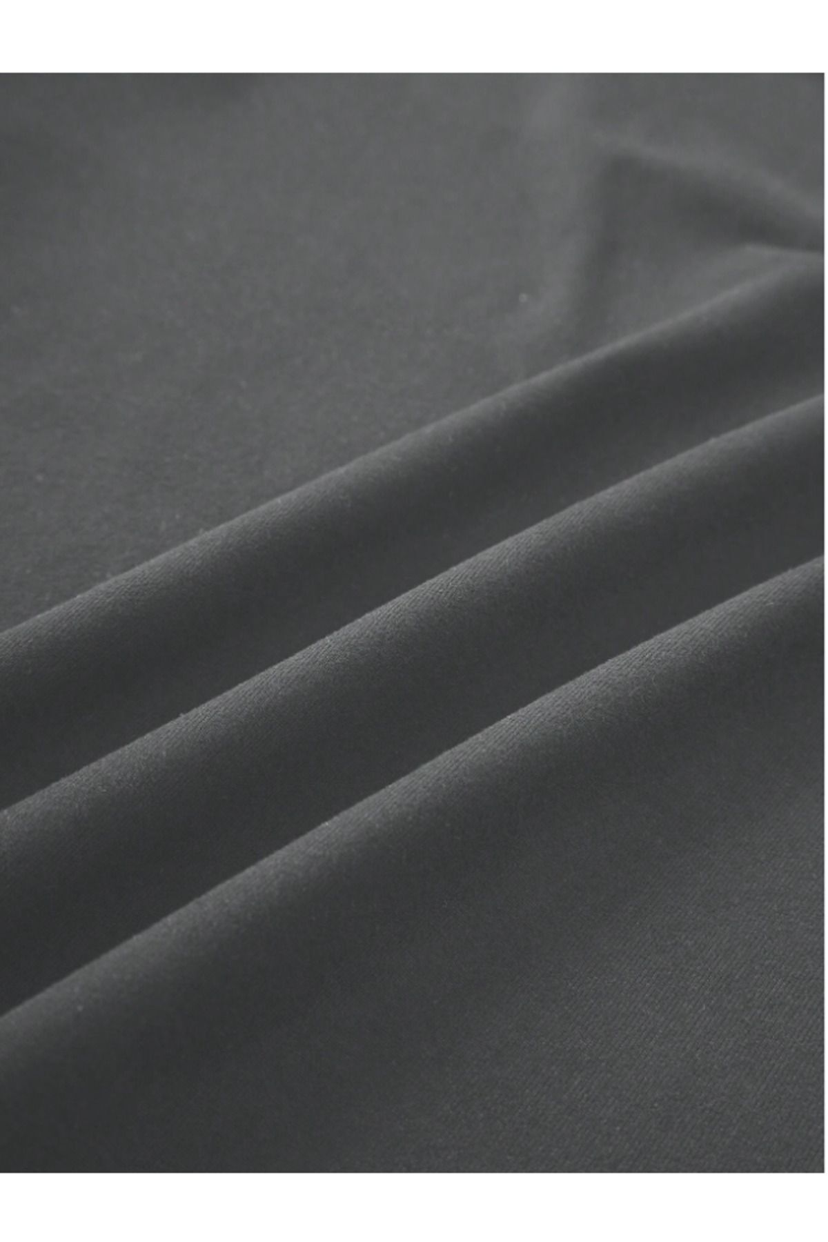 Bisiklet Yaka Basic Uzun Kollu vücudu saran fitted body yumuşak kumaş soft touch bluz koyu füme - XS