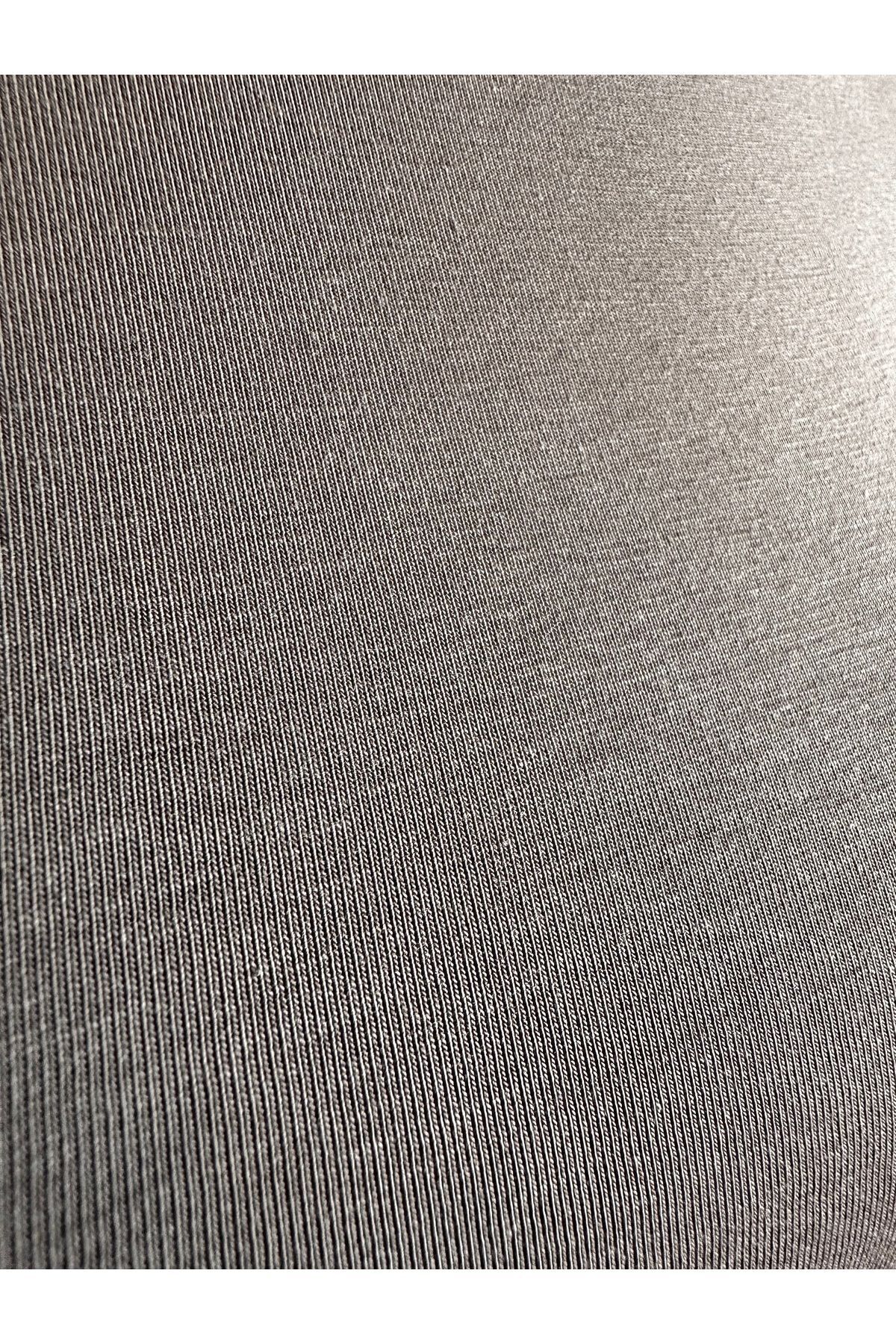 Bisiklet Yaka Basic Uzun Kollu vücudu saran fitted body yumuşak kumaş soft touch bluz vizon - L