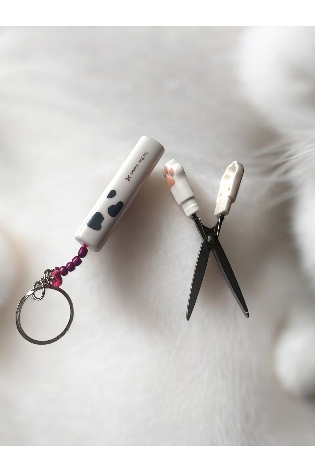 Kedi Patili kapaklı küçük makas taşınabilir anahtarlık makas çanta aksesuarı askılı küçük makas