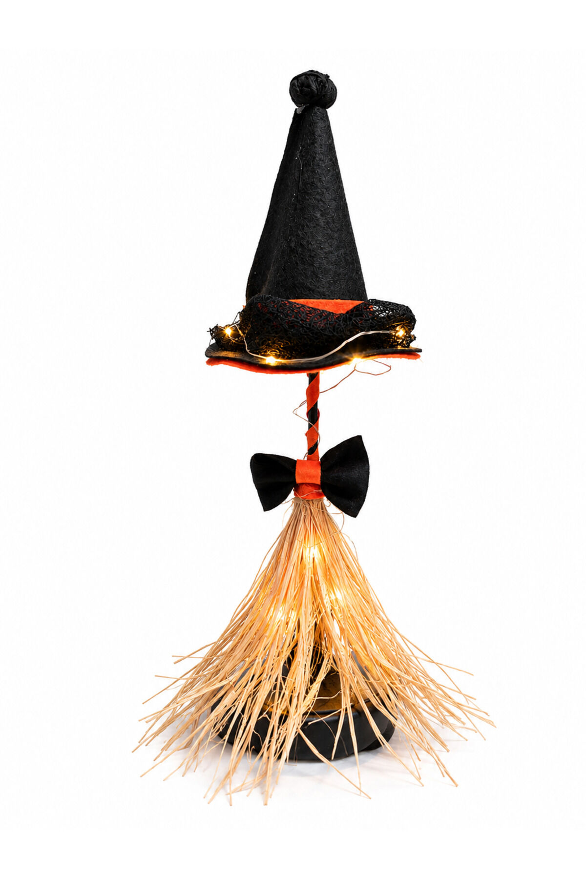 LED’li Masa Süsü Halloween Cadı Şapkası Gece Lambası | Işıklı Cadı Süpürgesi | Cadılar Bayramı Dekoru