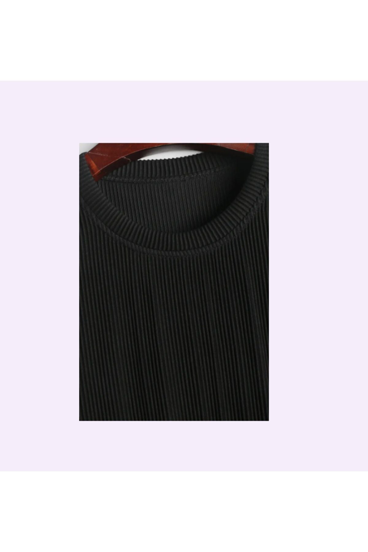 Fitilli Bluz Pamuklu Yumusak Kumas Siyah Kaşkorse Uzun Kollu Fitted/vücuda Oturan Bluz S/M