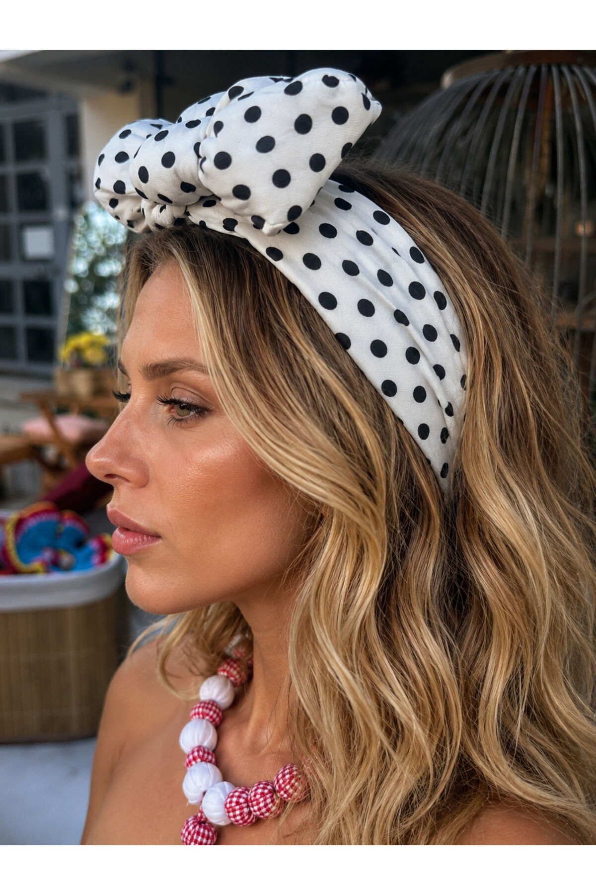 Büyük Puantiyeli telli saç bandı Telli Bandana özel seri kaliteli kumaş telli saç bandı