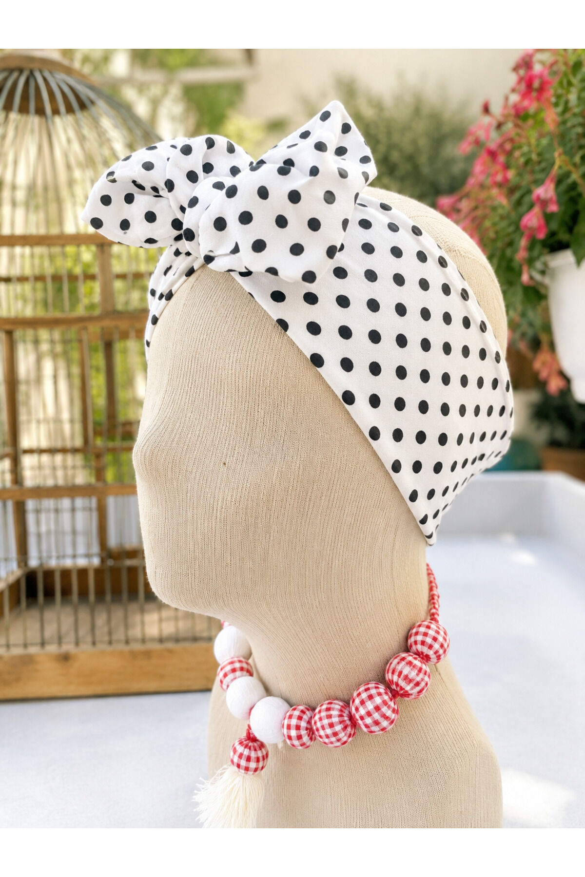 Büyük Puantiyeli telli saç bandı Telli Bandana özel seri kaliteli kumaş telli saç bandı