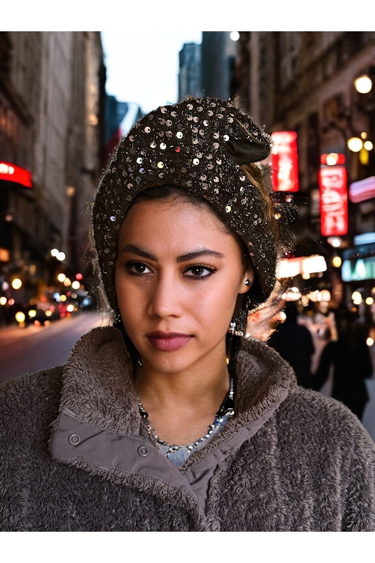 Pullu Telli Bandana Parıltılı saç bandı payetli saç bandı yılbaşı bandana