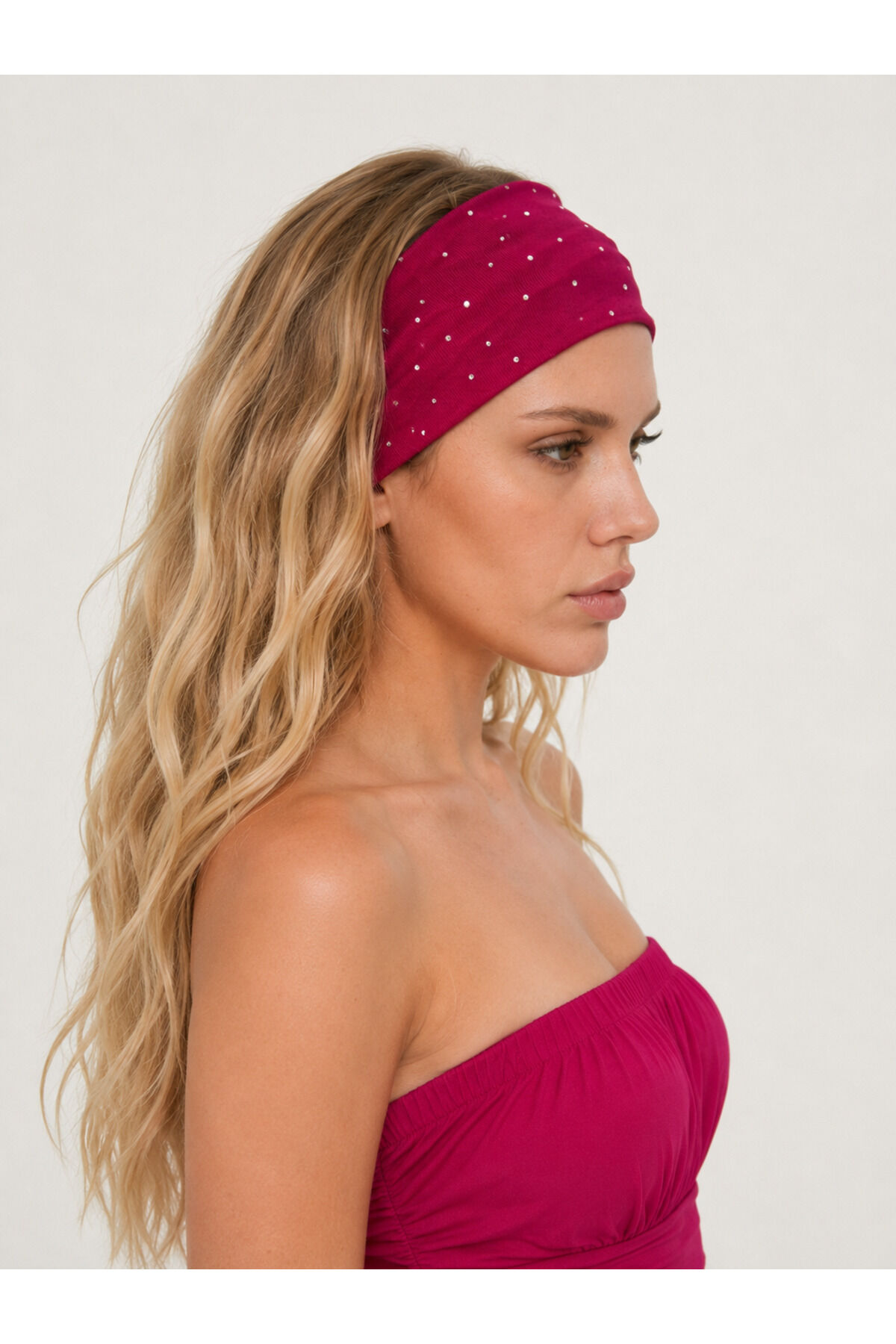 Taşlı Saç Bandı Dolgulu parlak taşlı bandana soft kumaş sac bandı