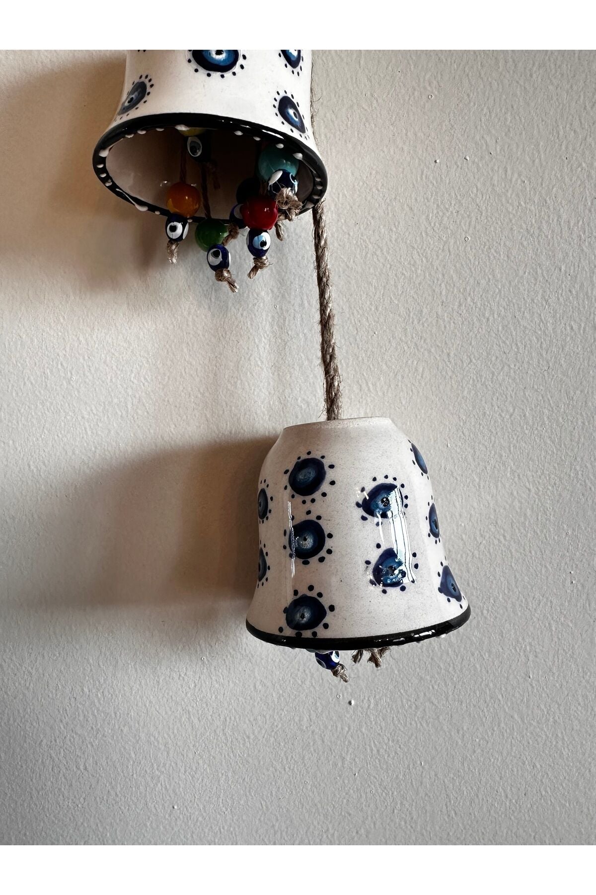 3'lü Kapı Duvar Süsü Hediyelik Nazar Boncuk Çan Motifli testi motifli sallantılı duvar susleri 50 cm çan nazar boncuk