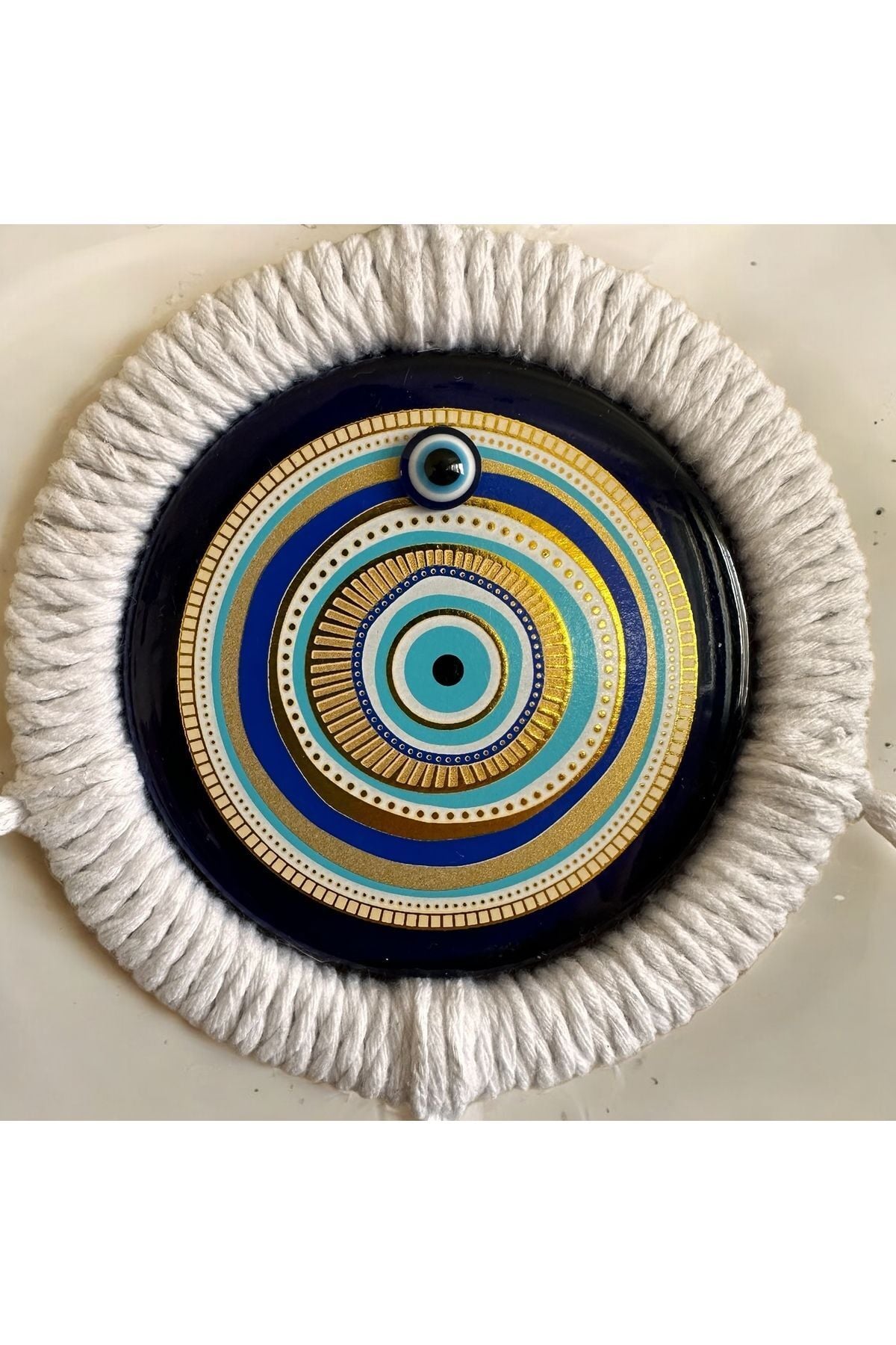 Düş Kapanı Porselen Nazar Boncuklu Hand Made Dreamcatcher Kötü Göz Kovucu Rüya Kapanı Duvar Süsü altın göz