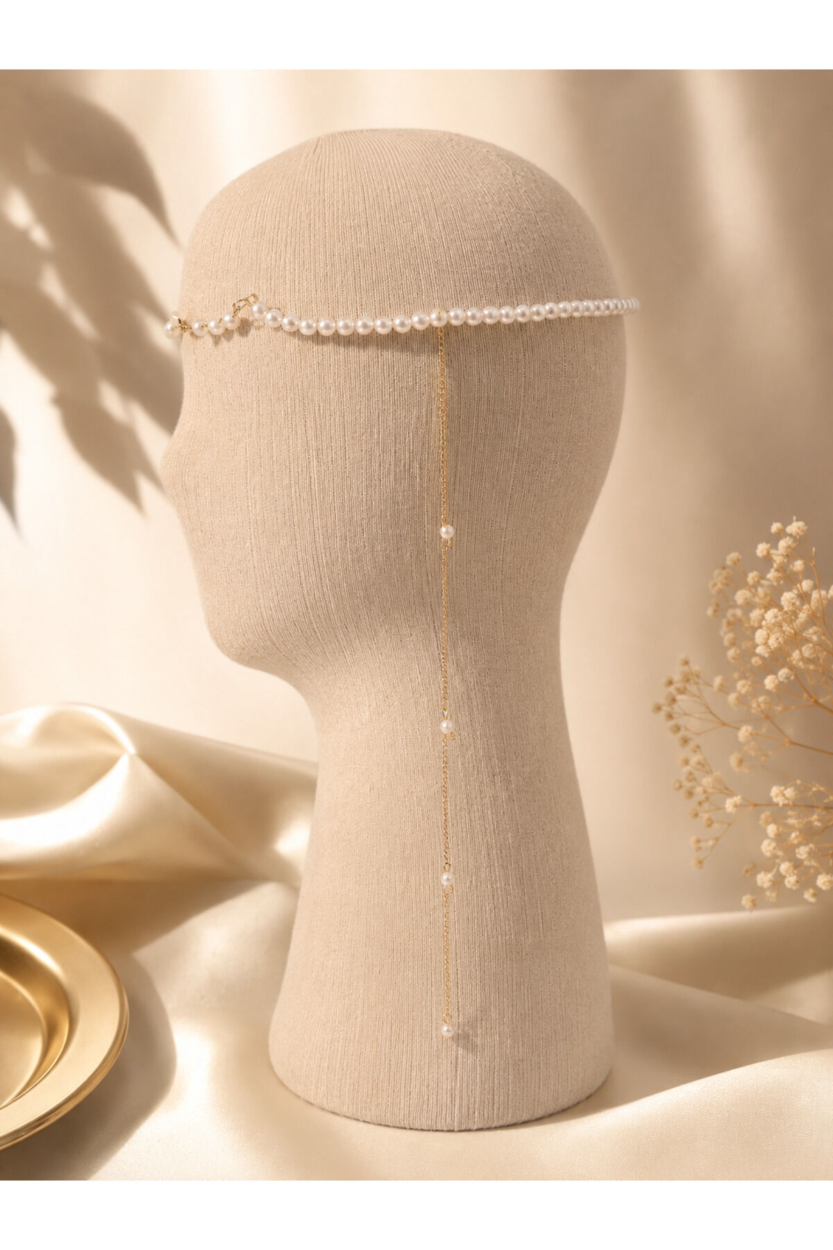 İnci ve zincirli taç Bohem Saç Tacı | Festival Saç Aksesuarı | Altın Renk Zincirli Hair Chain